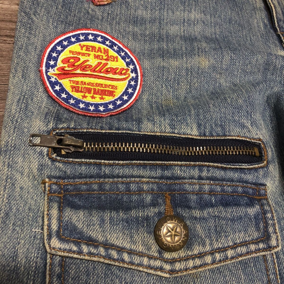Designer × Hysteric Glamour × Japanese Brand Yellow Ranking Patches Jeans Like Hysteric Glamour Design Size US 31 - 9 Thumbnail