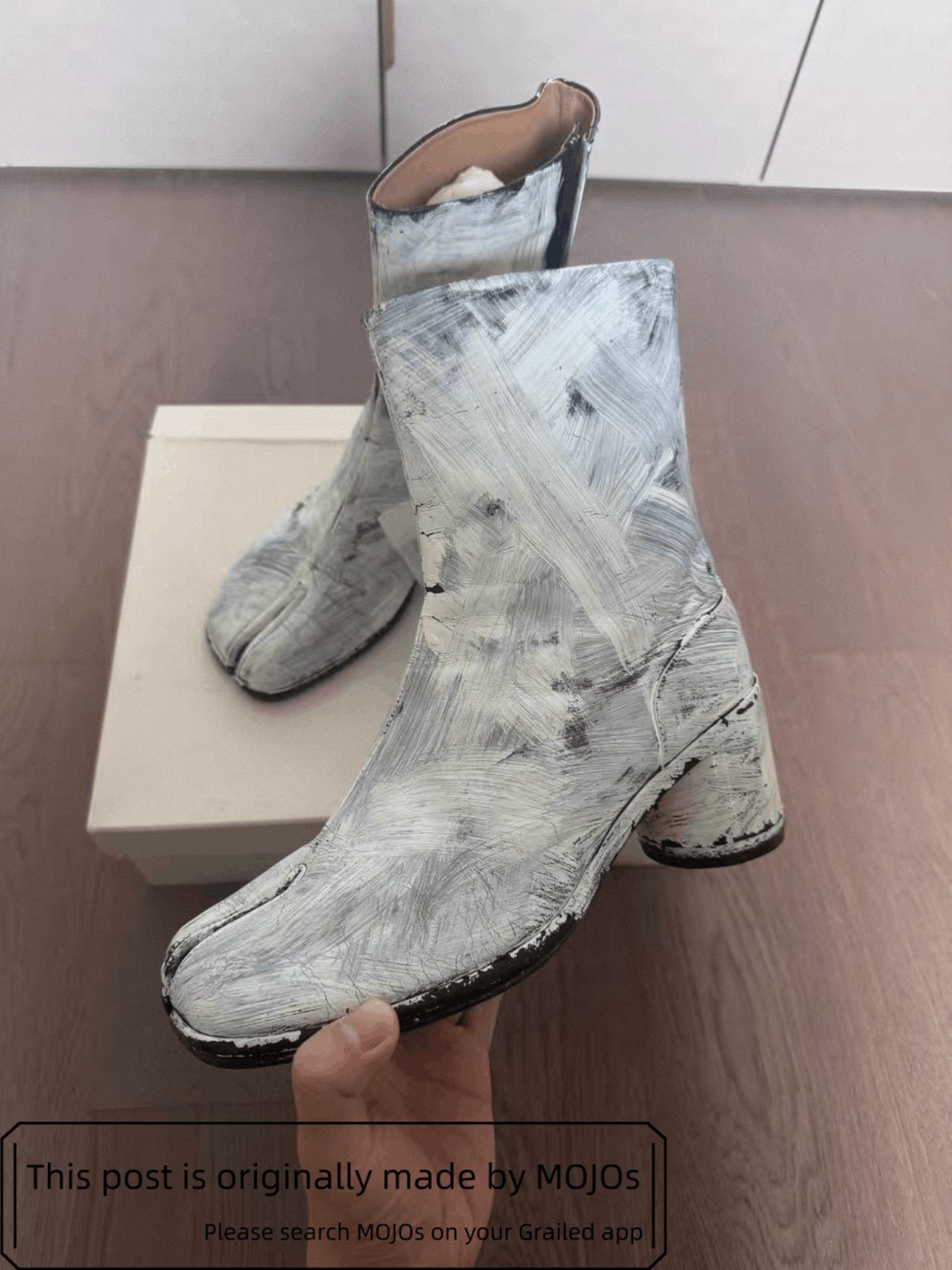 Maison Margiela Sz 42 Maison Margiela White Paint Tabi Boots mojos1618 Size US 9 / EU 42 - 2 Thumbnail