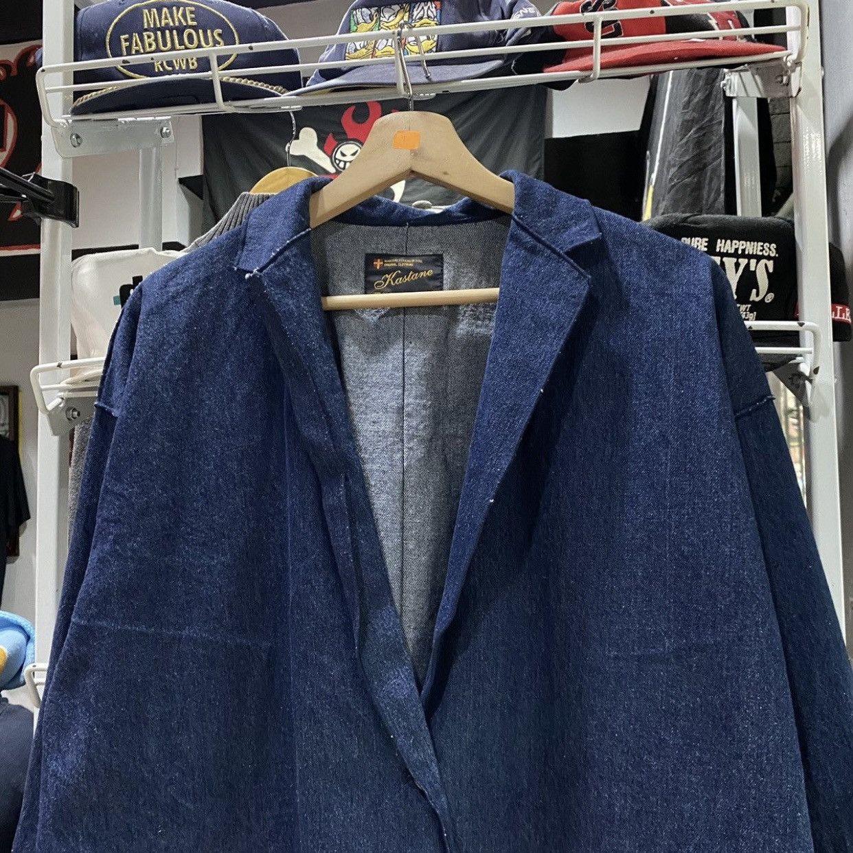 Isamu Katayama Backlash Vintage Kastane Indigo Denim Open Blazer Jacket Coat Size US L / EU 52-54 / 3 - 3 Thumbnail