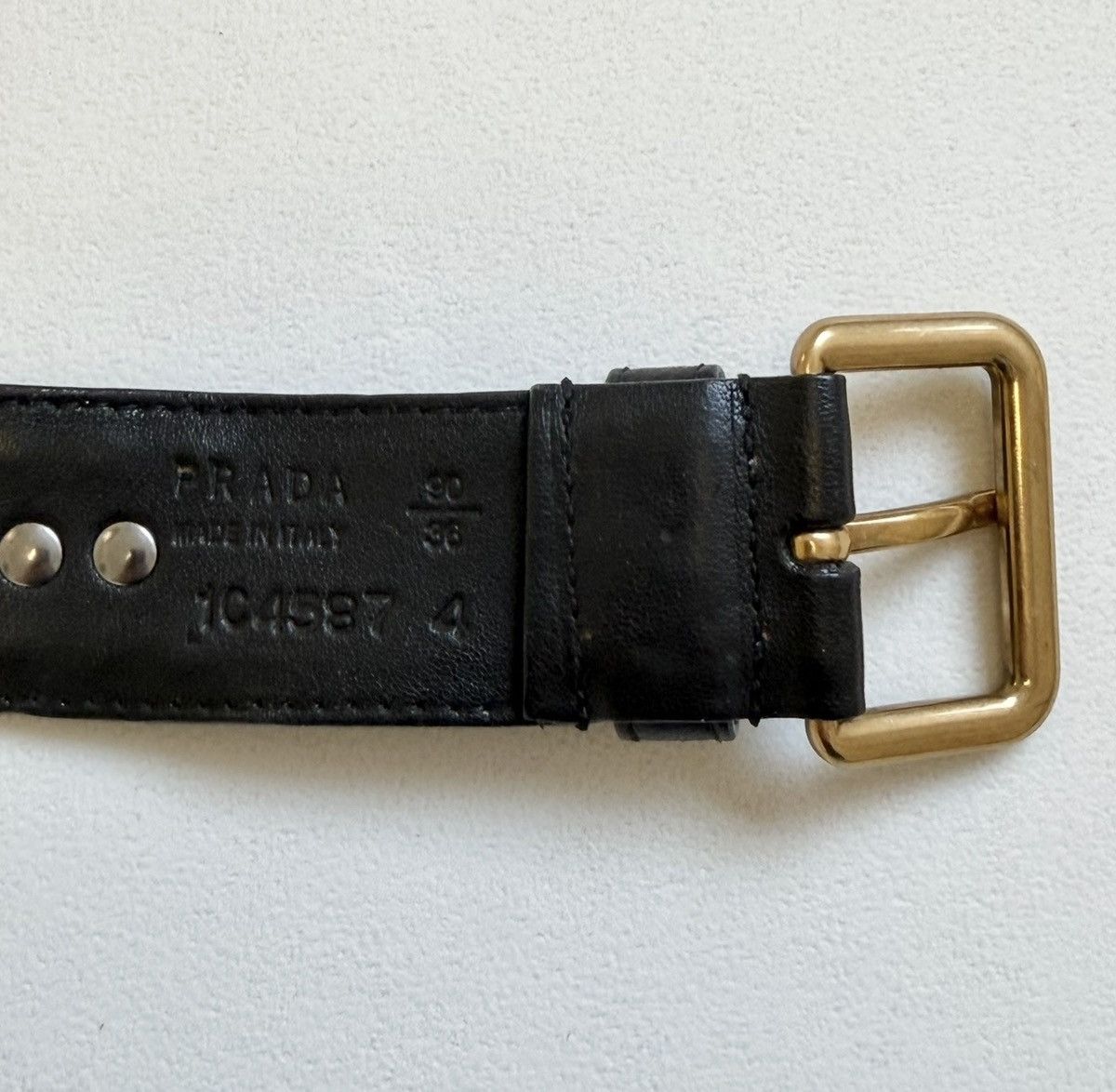 Prada Black Leather ‘Round Metal Studded’ Belt Size ONE SIZE - 11 Thumbnail
