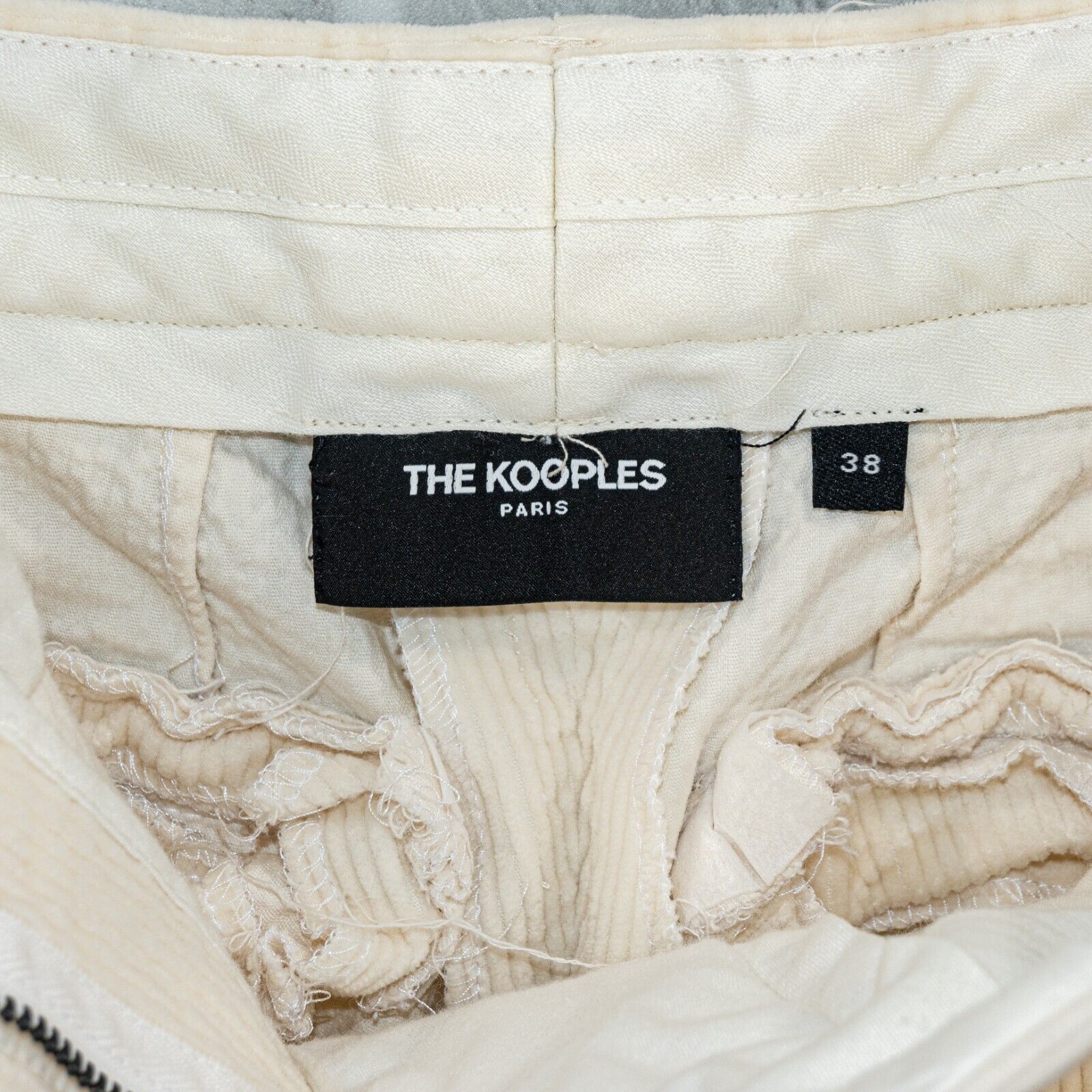 The Kooples The Kooples Pleated Corduroy Ecru Pants Flared leg sz 38 24w Size 26" / US 2 / IT 38 - 3 Thumbnail