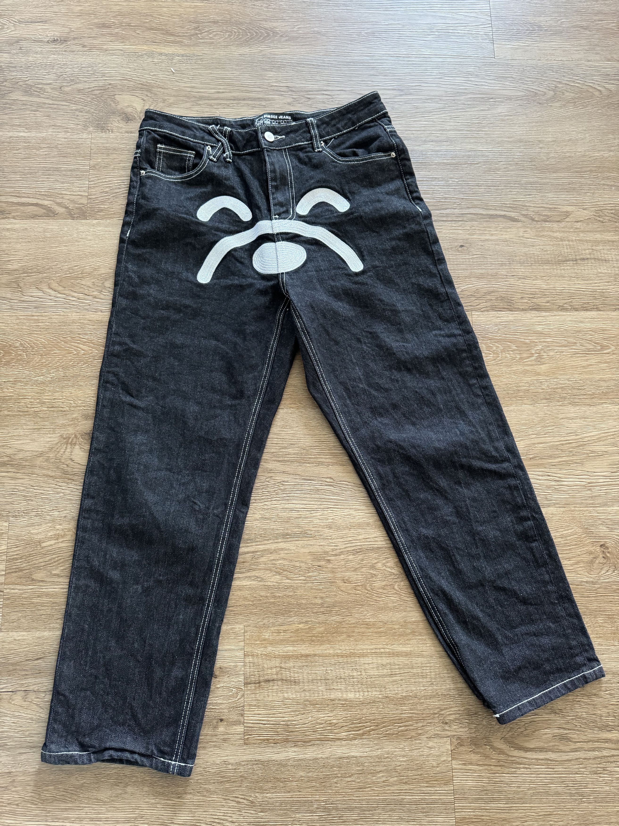 Jean BIMSEEN Bear Sad Face Jeans Size US 30 / EU 46 - 1 Thumbnail