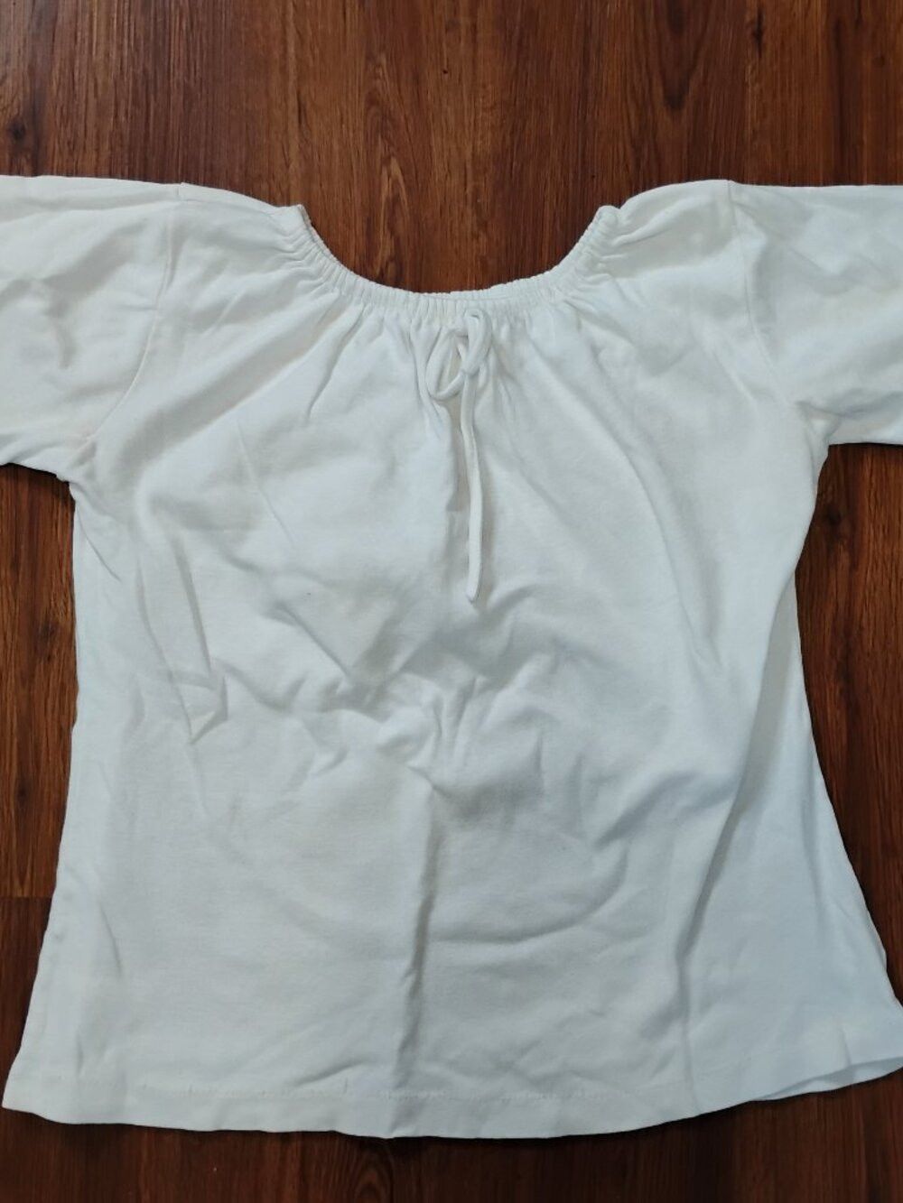 Other Vintage 60s 70s Cinch Collar T-Shirt Blouse Crop Top Hippy Size M / US 6-8 / IT 42-44 - 1 Thumbnail