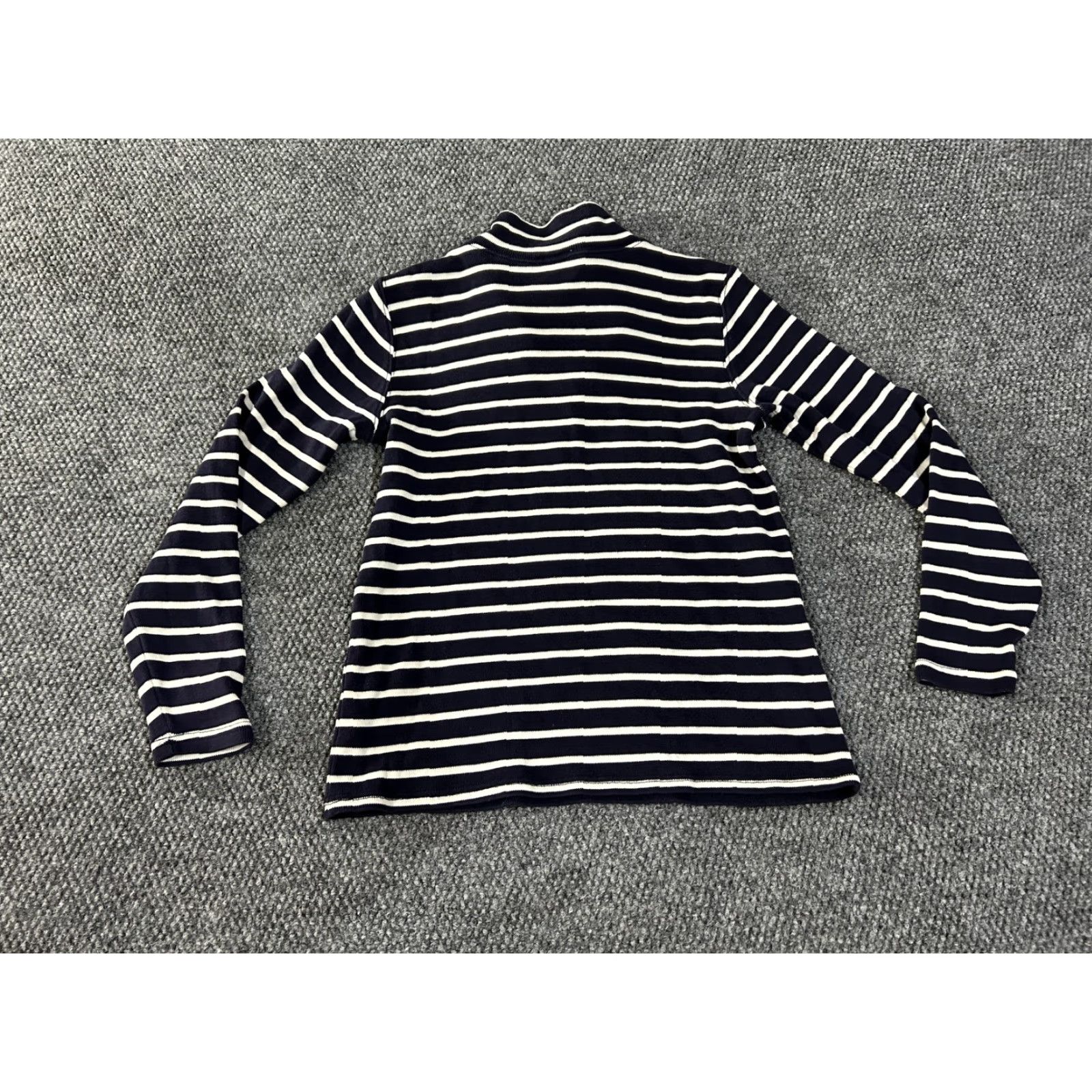 Vintage L.L. Bean Sweater Mens Small Navy Striped Mock Neck 1/4 Zip Pullover Cotton Shirt? Size US S / EU 44-46 / 1 - 5 Thumbnail