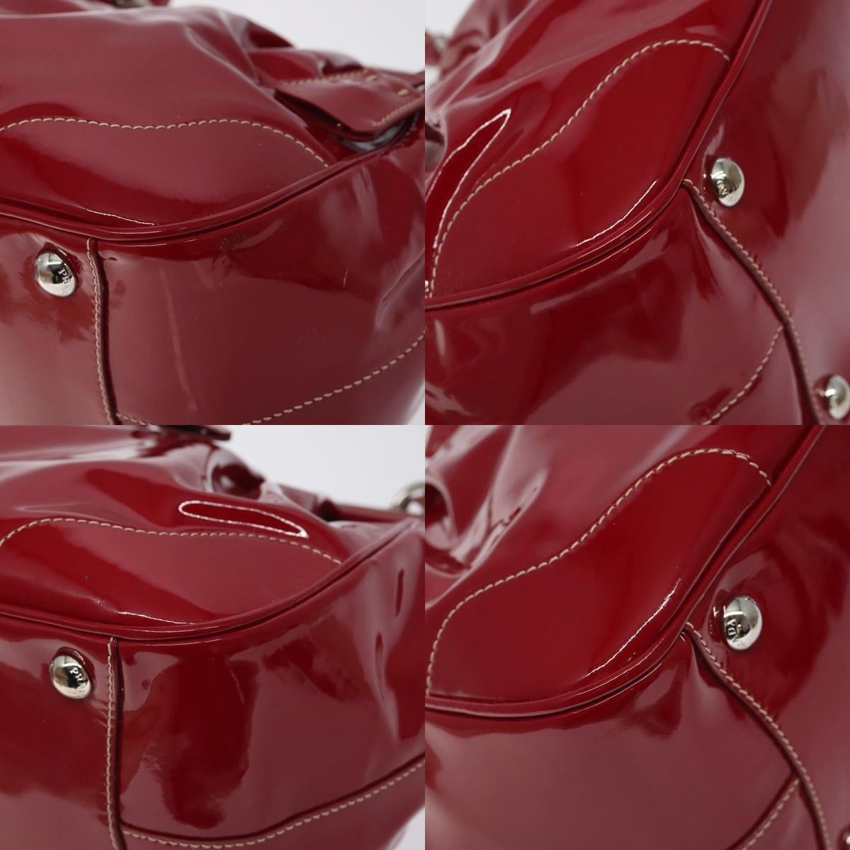 Prada PRADA Hand Bag Enamel Red Silver Size ONE SIZE - 10 Thumbnail