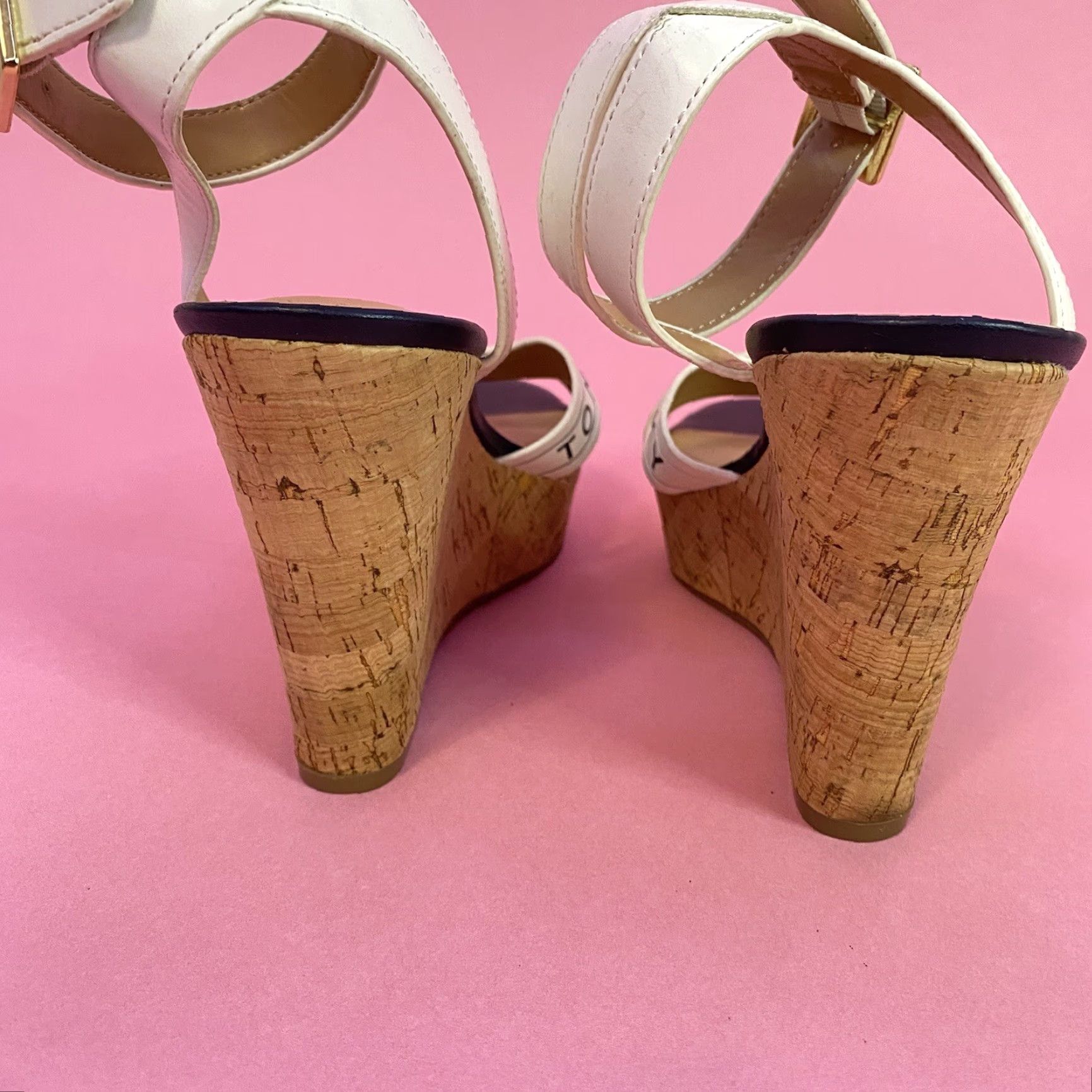 Tommy Hilfiger Tommy Hilfiger Women's Sandal Strappy Wedge Spell Out 4.5” TWKRESHA-C Size 9 M Size US 7 / IT 37 - 7 Thumbnail