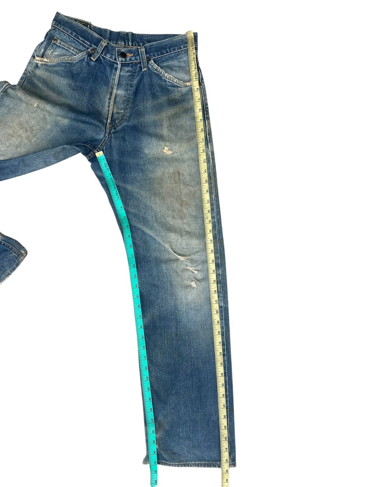 Lee Trashed Vintage Lee Ripped Dirty Mud Denim Selvedge Jeans Size US 30 / EU 46 - 4 Thumbnail