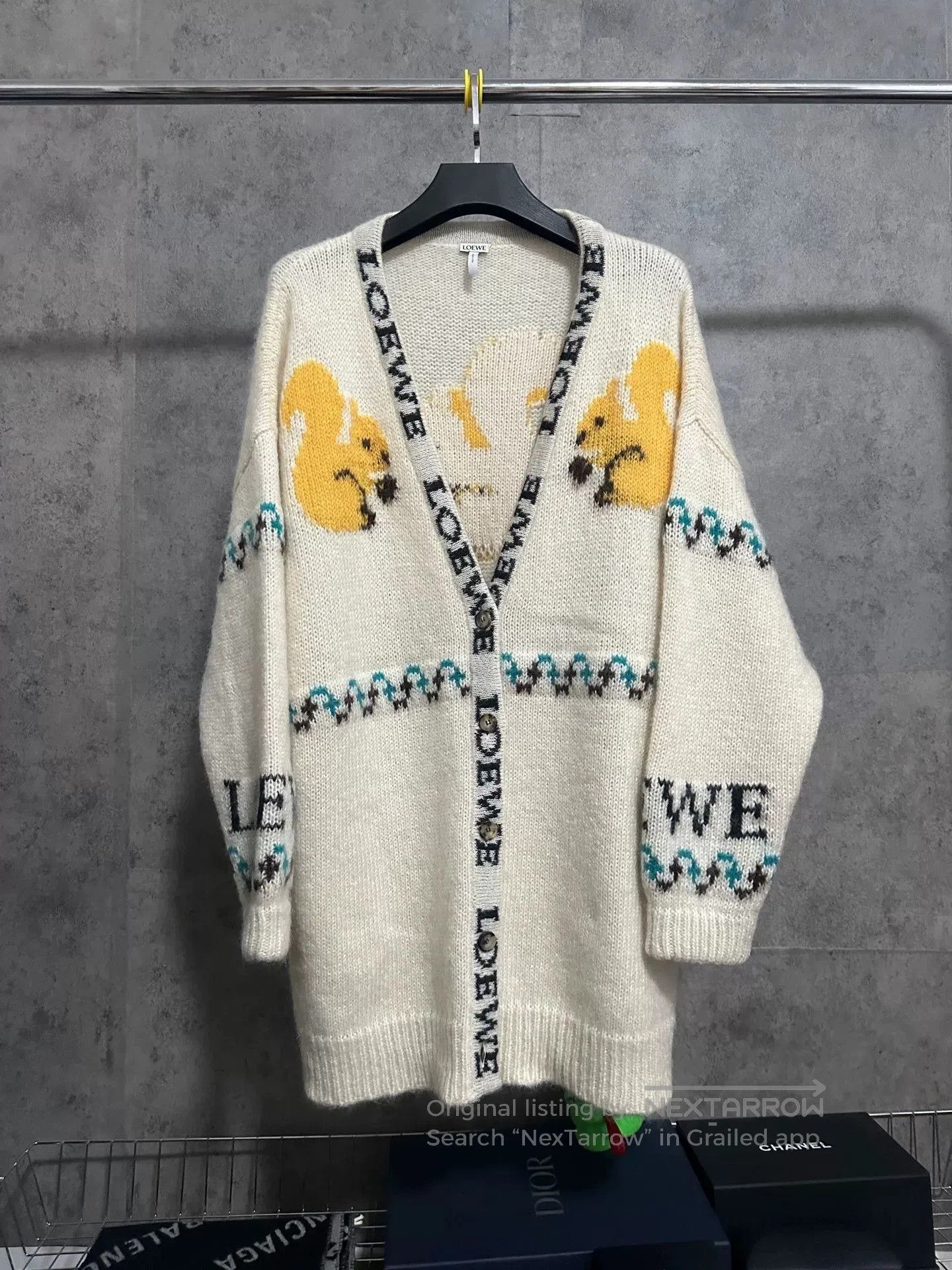 Loewe Loewe Mohair Squirrel Jacquard Cardigan. Size S / US 4 / IT 40 - 1 Thumbnail