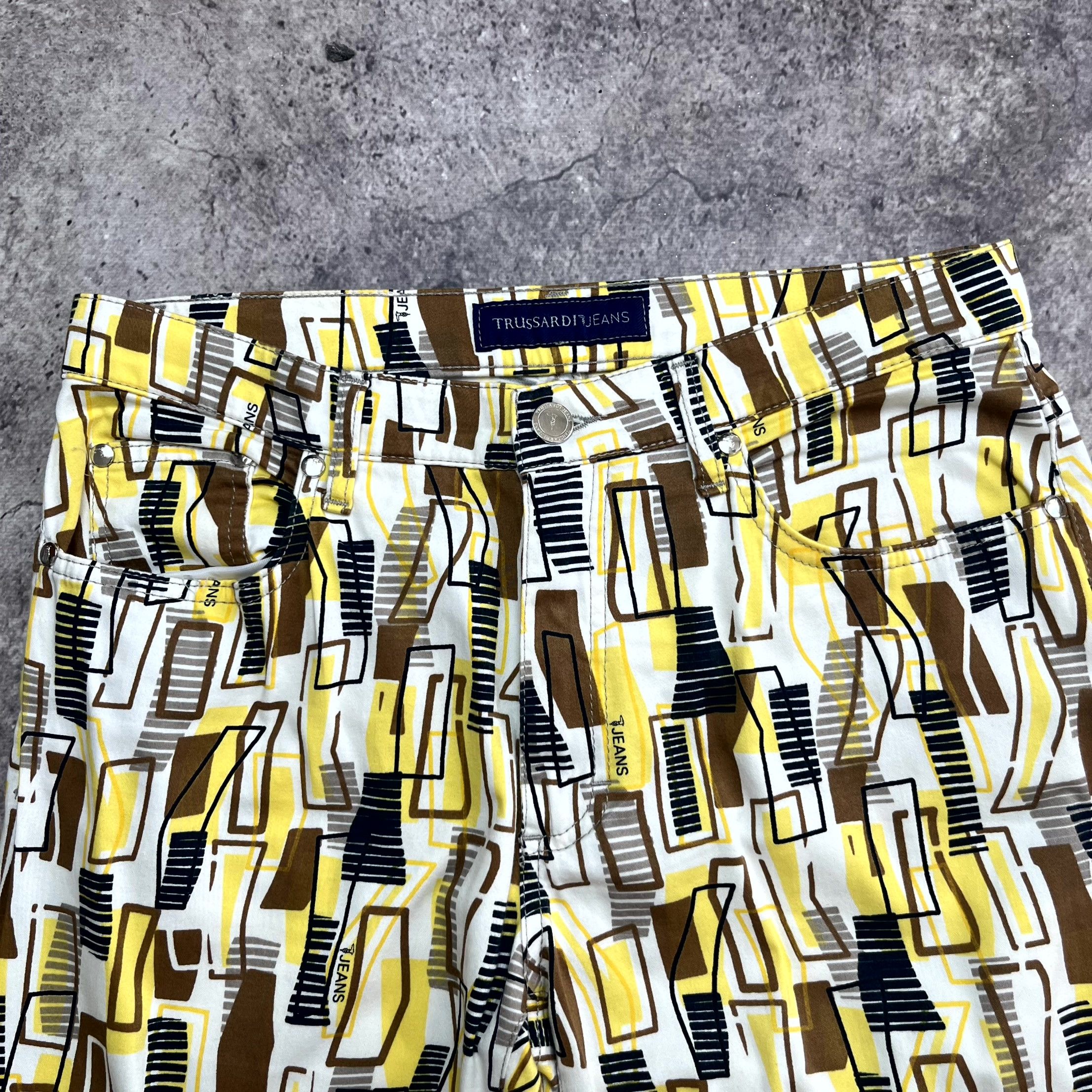 Trussardi Y2K Trussardi Abstract Geometric Pants Yellow Jeans Size 30 Size 30" / US 8 / IT 44 - 3 Thumbnail