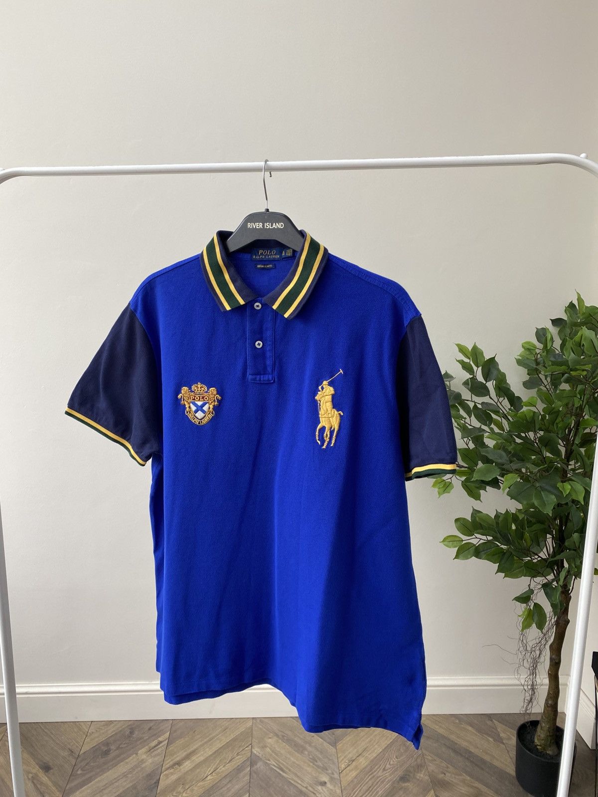 Polo Ralph Lauren × Vintage Vintage Polo Ralph Lauren Gold Big Pony Blue Polo T-Shirt Size US L / EU 52-54 / 3 - 3 Thumbnail