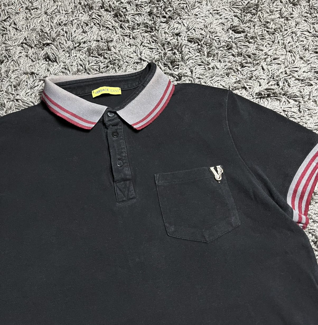 Versace Jeans Couture Versace Jeans Logo V-Emblem Black Polo Shirt Size US L / EU 52-54 / 3 - 2 Thumbnail