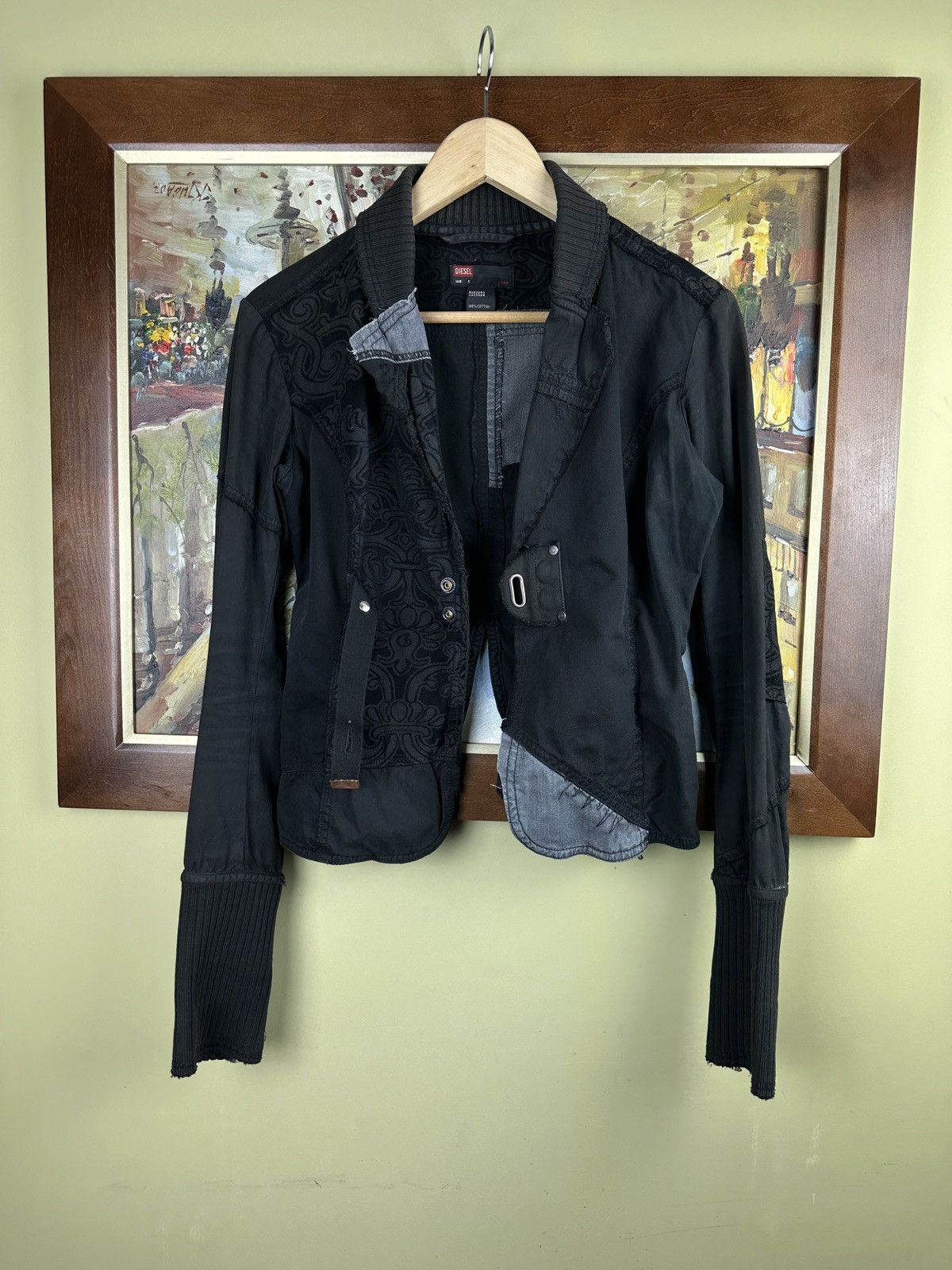 Diesel × Vintage Vintage 2000s Diesel y2k patchwork blazer geometry jacket Size S / US 4 / IT 40 - 9 Thumbnail