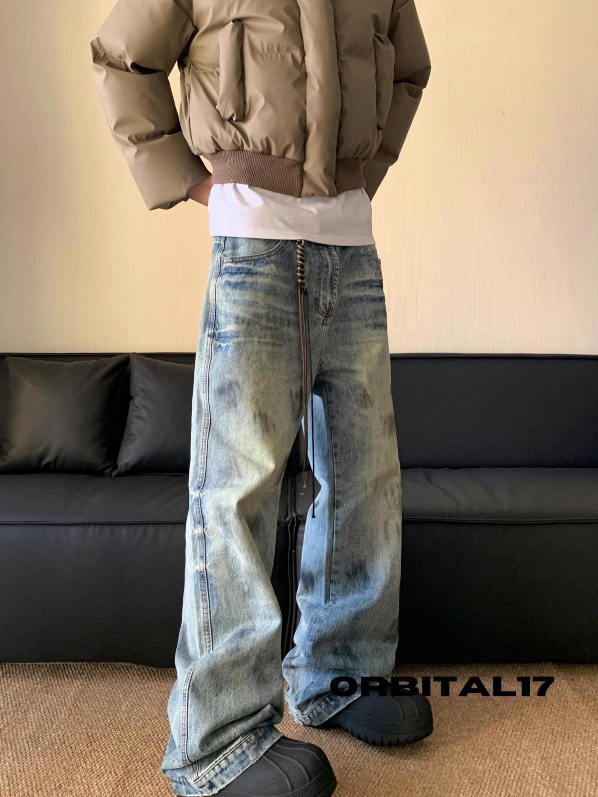 Jean Blue Baggy Washed Denim Jeans Size US 32 / EU 48 - 1 Thumbnail