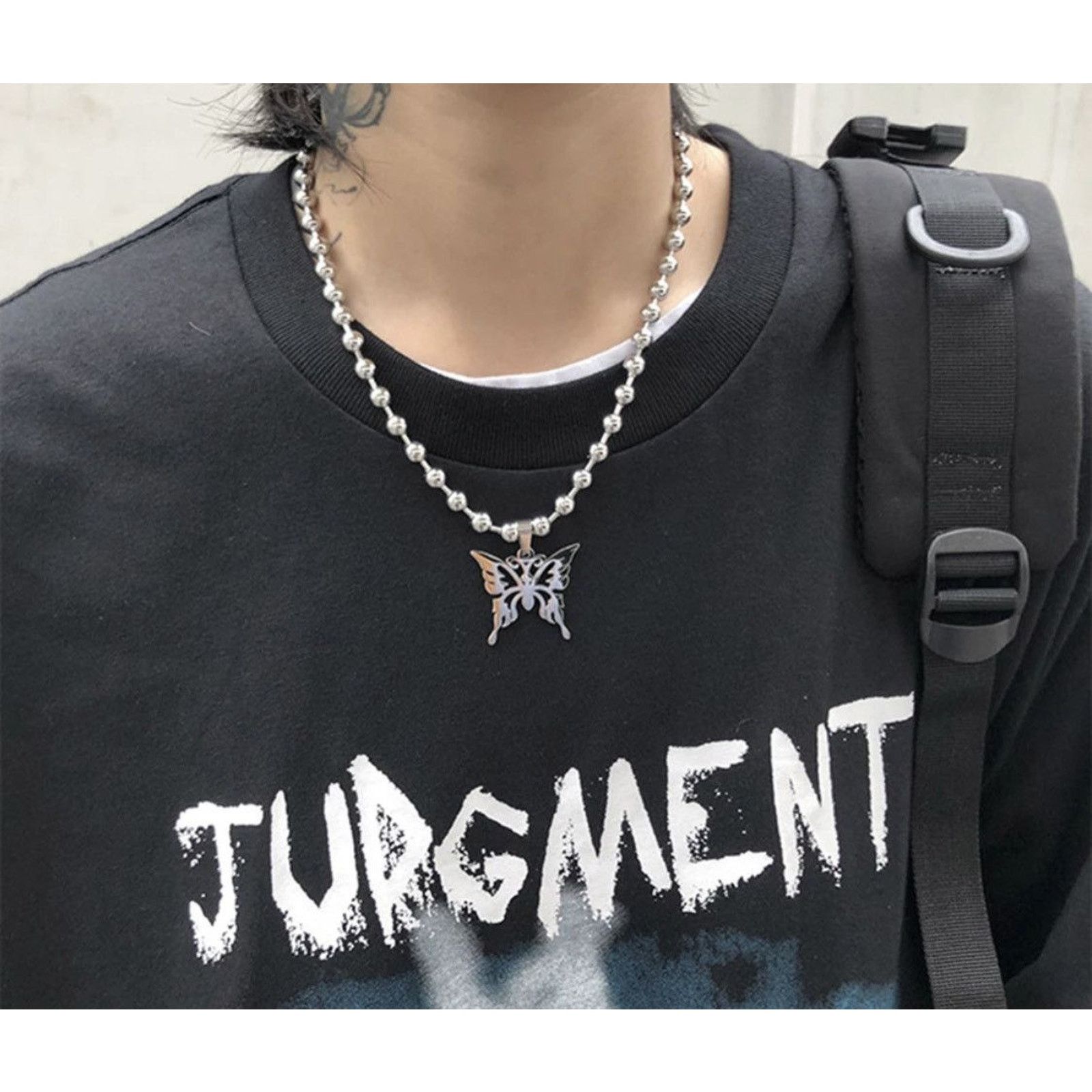 Jewelry Butterfly Chain Necklace Pop Punk in Silver, Men's