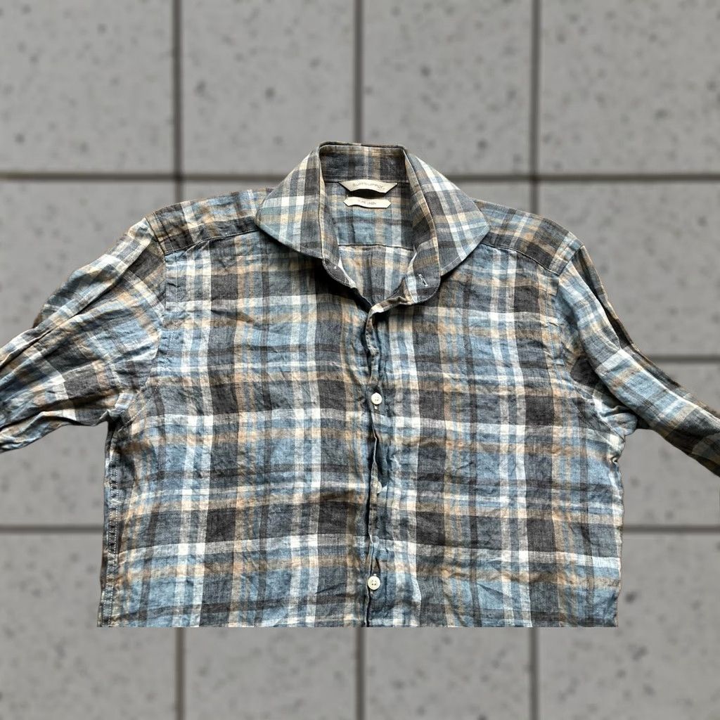 Suitsupply Suitsupply Linen Shirt Mens 14.5 14.5 Plaid Button Up Long Sleeve Dress Shirt Men Multicolor Linen Shirt Size 40R - 1 Thumbnail