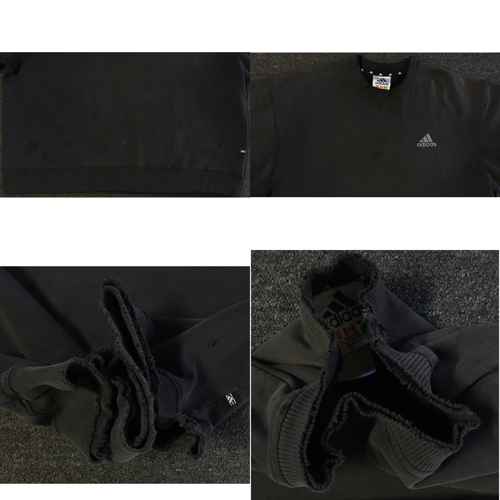 Adidas VINTAGE Adidas Thrashed Faded Distress Sweatshirt XL Boxy Grunge Surf Skate Punk Hoodie Men XL Black Trefoil Shirt Size US XL / EU 56 / 4 - 8 Thumbnail