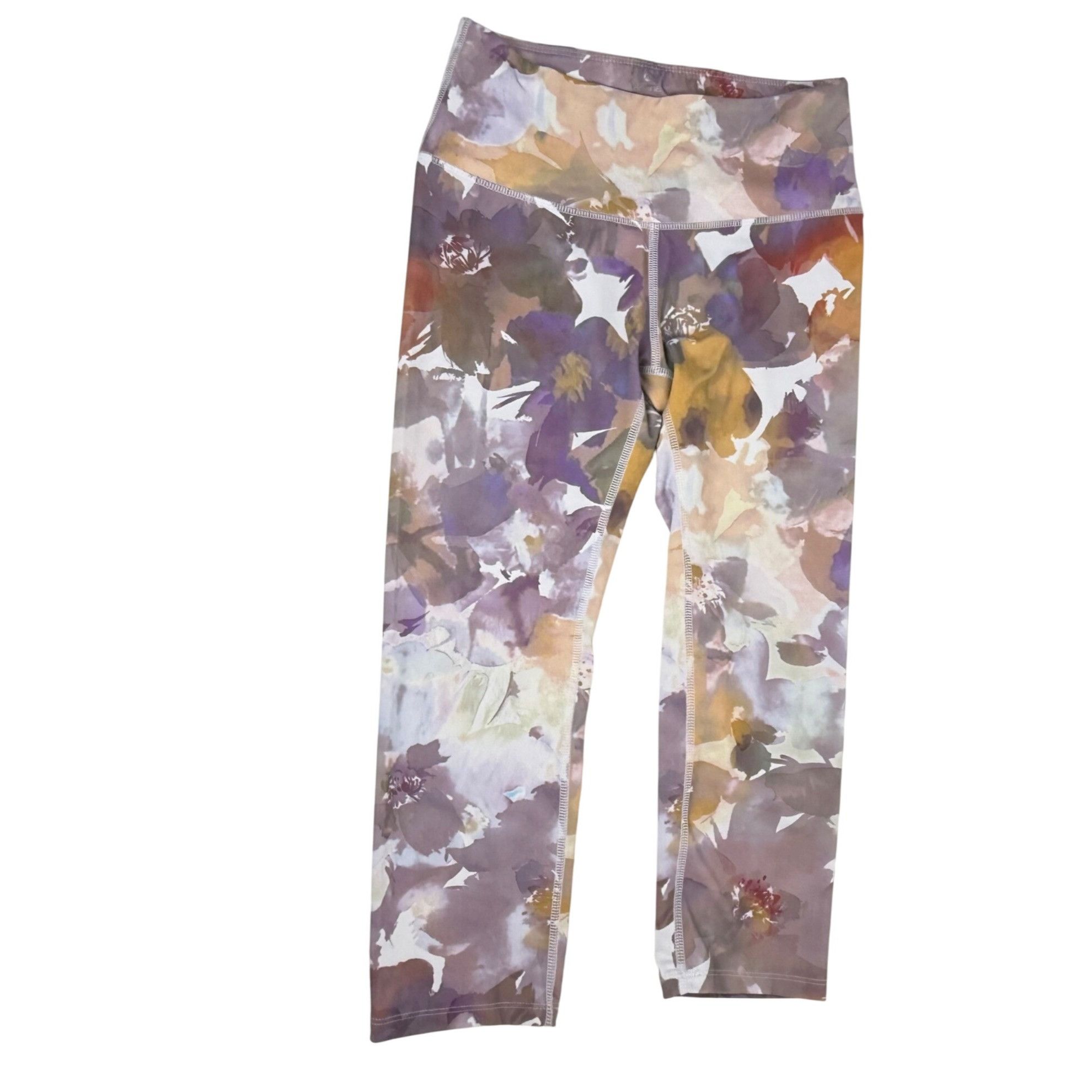 Other Apana Women's Purple Watercolor Floral Crop Leggings Size S Size 26" / US 2 / IT 38 - 1 Thumbnail