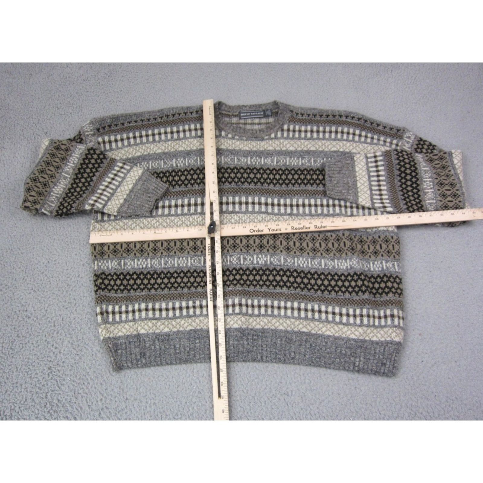 Vintage VINTAGE David Taylor Sweater 3XL XXXL Gray Striped Pullover Made in USA Mens Size US XXL / EU 58 / 5 - 5 Thumbnail