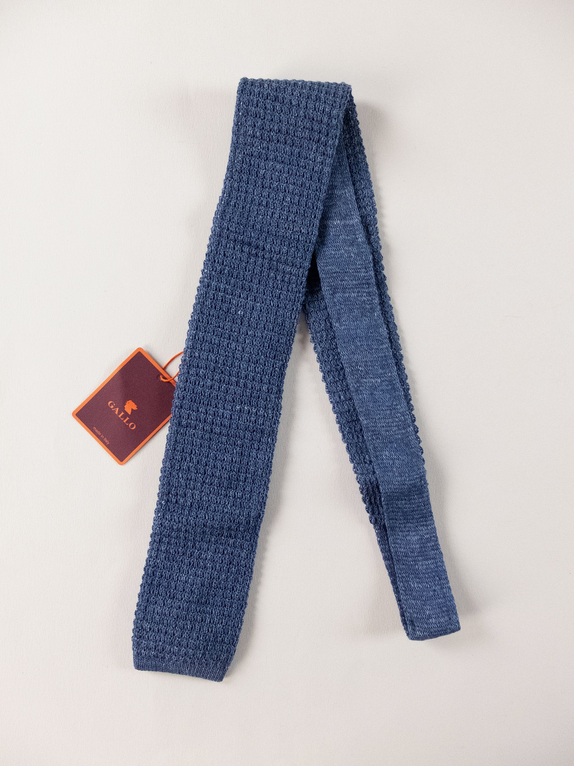 Other GALLO lapis lazuli blue knit skinny linen silk tie Italy Size ONE SIZE - 1 Thumbnail
