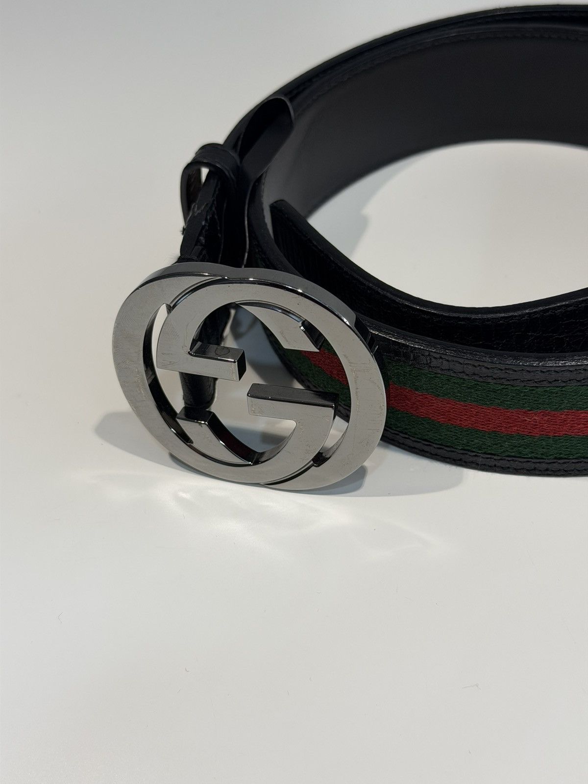 Gucci GUCCI Tom Ford FW 2004 GG Buckle Web Leather Belt Demna Logo Size ONE SIZE - 9 Thumbnail