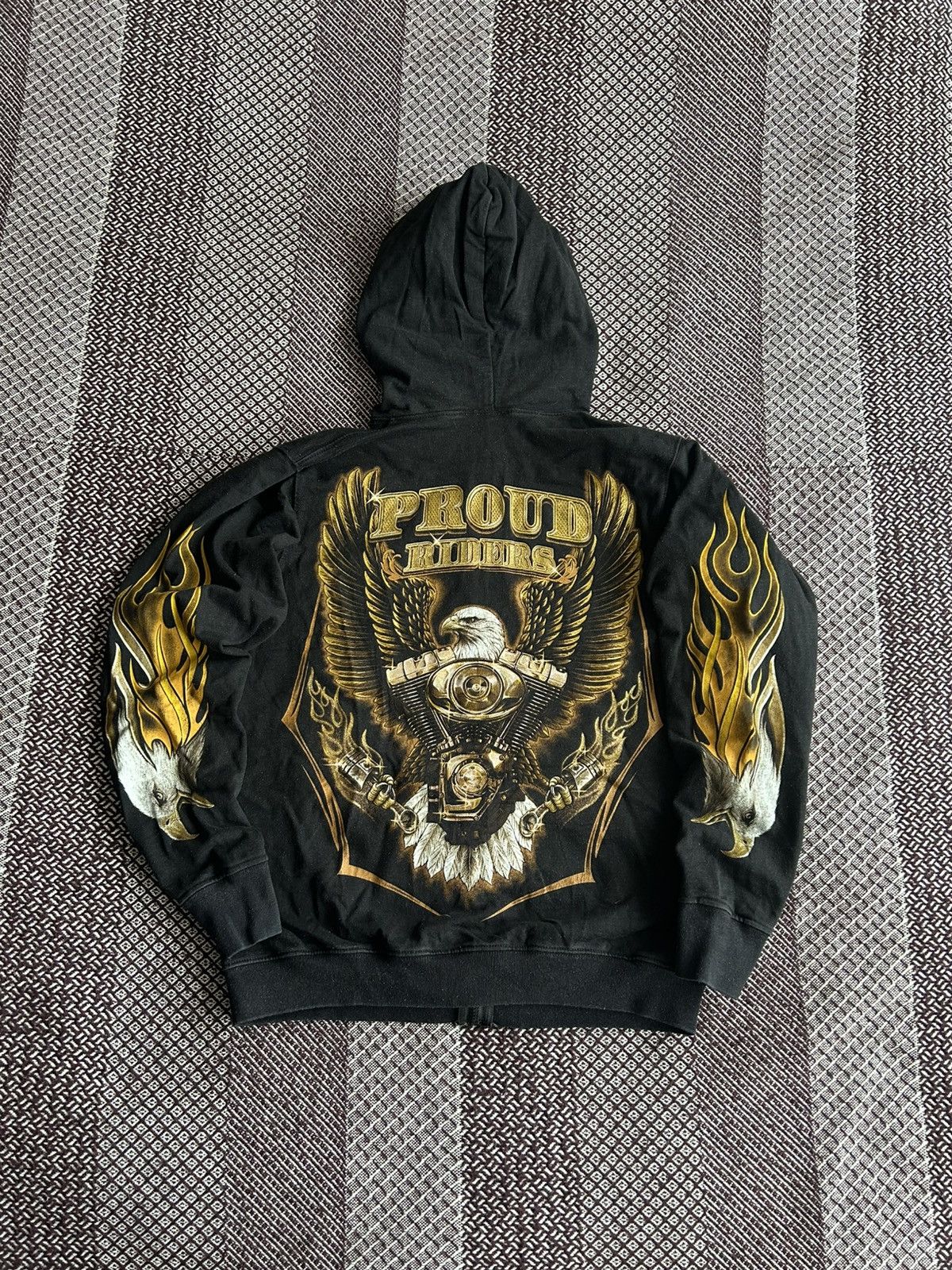 Japanese Brand Vintage Flame Eagle Print Streetwear Zip Hoodie Y2K Size S Size US S / EU 44-46 / 1 - 1 Thumbnail