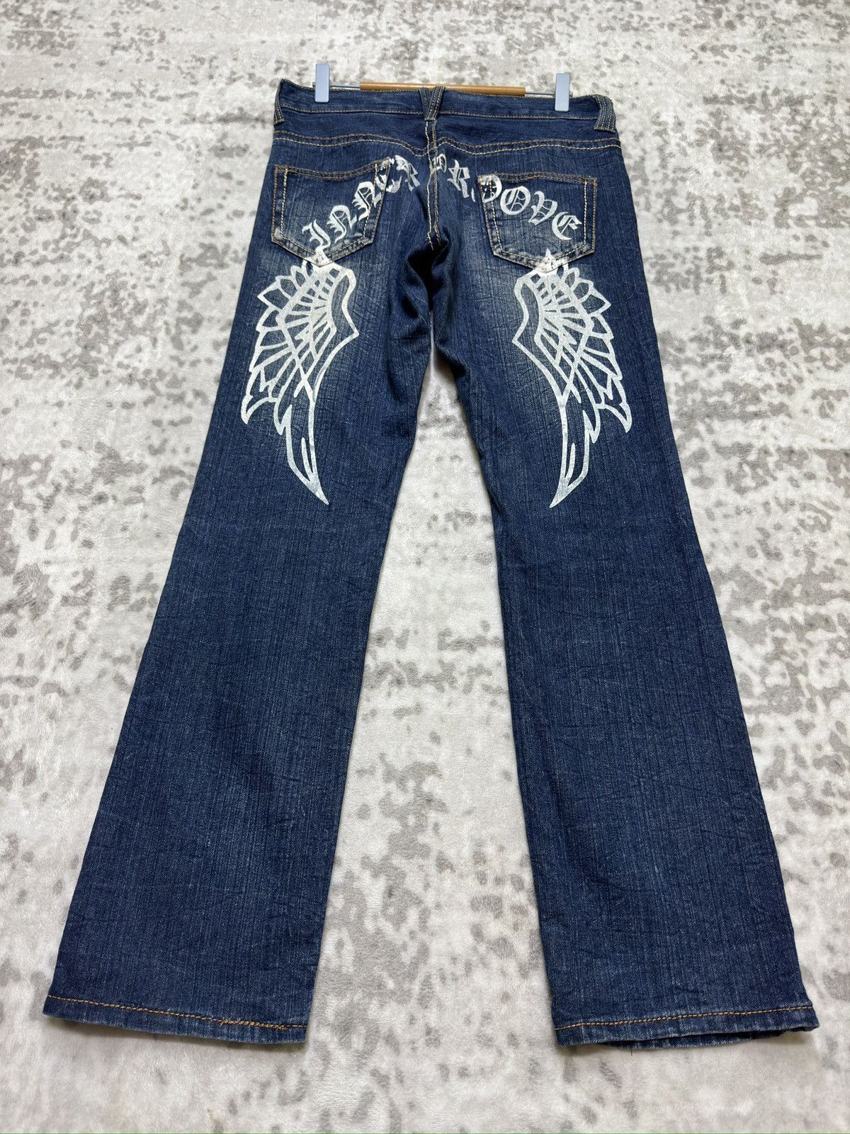 Hysteric Glamour Y2K Inner Groove Angel Wings Back Printed Distressed Jeans Size US 32 / EU 48 - 1 Thumbnail