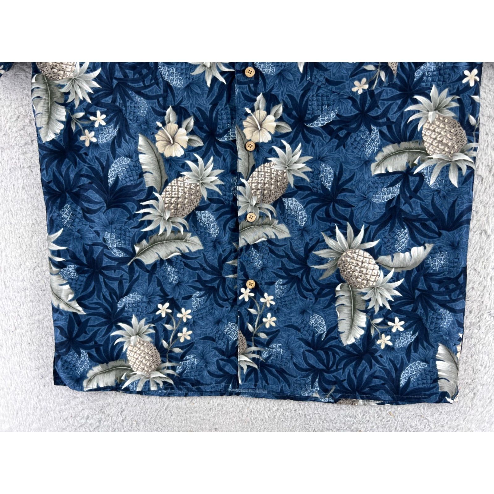 Vintage Coastal Shirt Men Medium Blue Floral Pineapple 100% Polyester Button Hawaiian Size US M / EU 48-50 / 2 - 5 Thumbnail