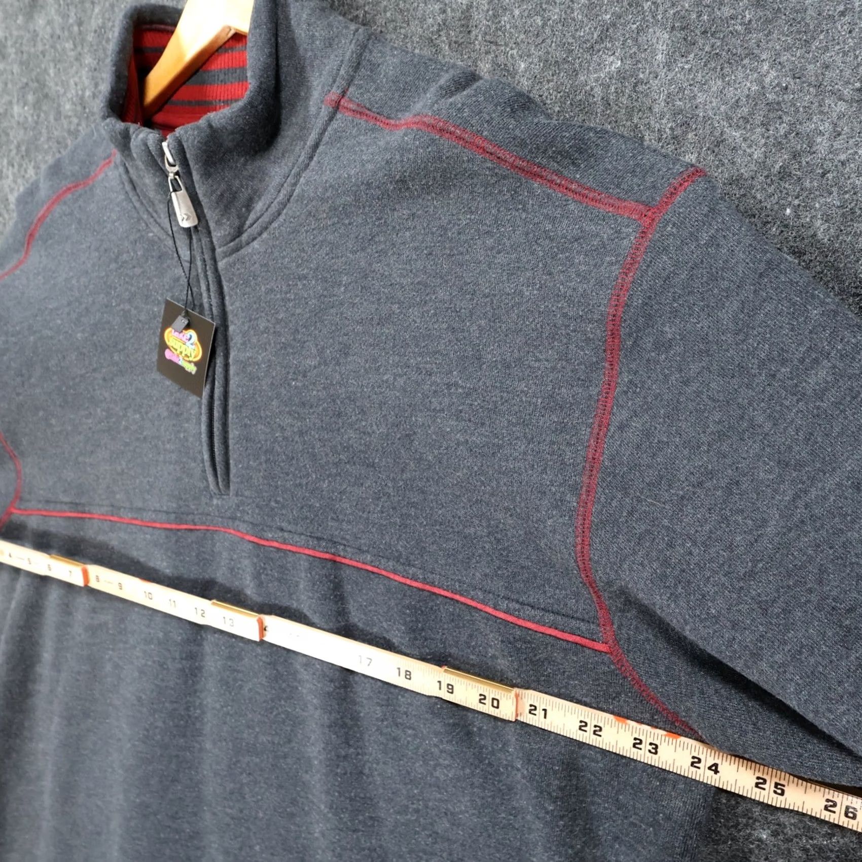 Arrow Arrow Mens XL Gray Pullover Sweater Mock Neck Quarter Zip Contrast Stitching Fleece Lined Casual All Seasons Long Sleeve Regular Fit Size US XL / EU 56 / 4 - 3 Thumbnail