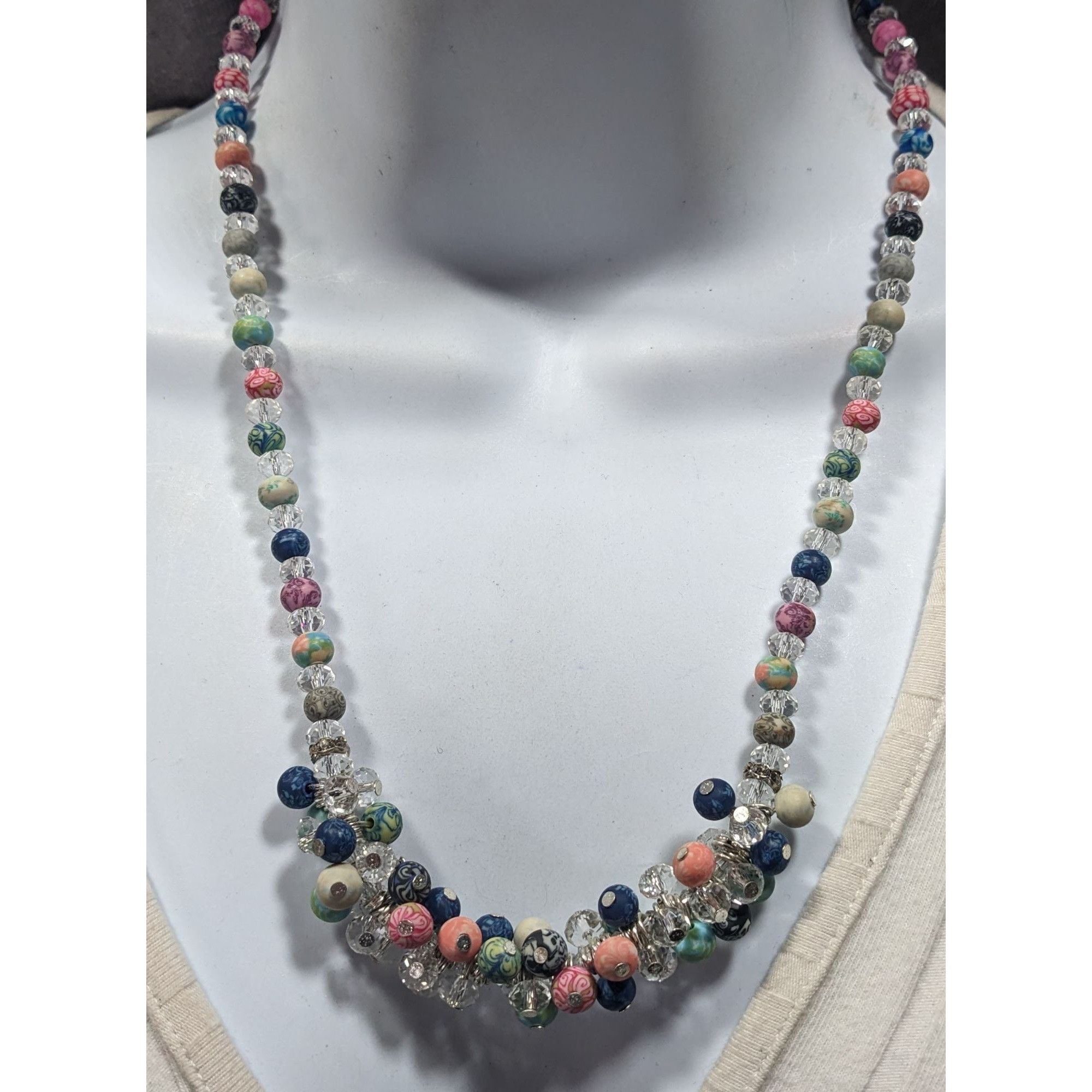 Other Viva Beads Clear Glass Rainbow Polymer Clay Beaded Necklace Size ONE SIZE - 2 Thumbnail