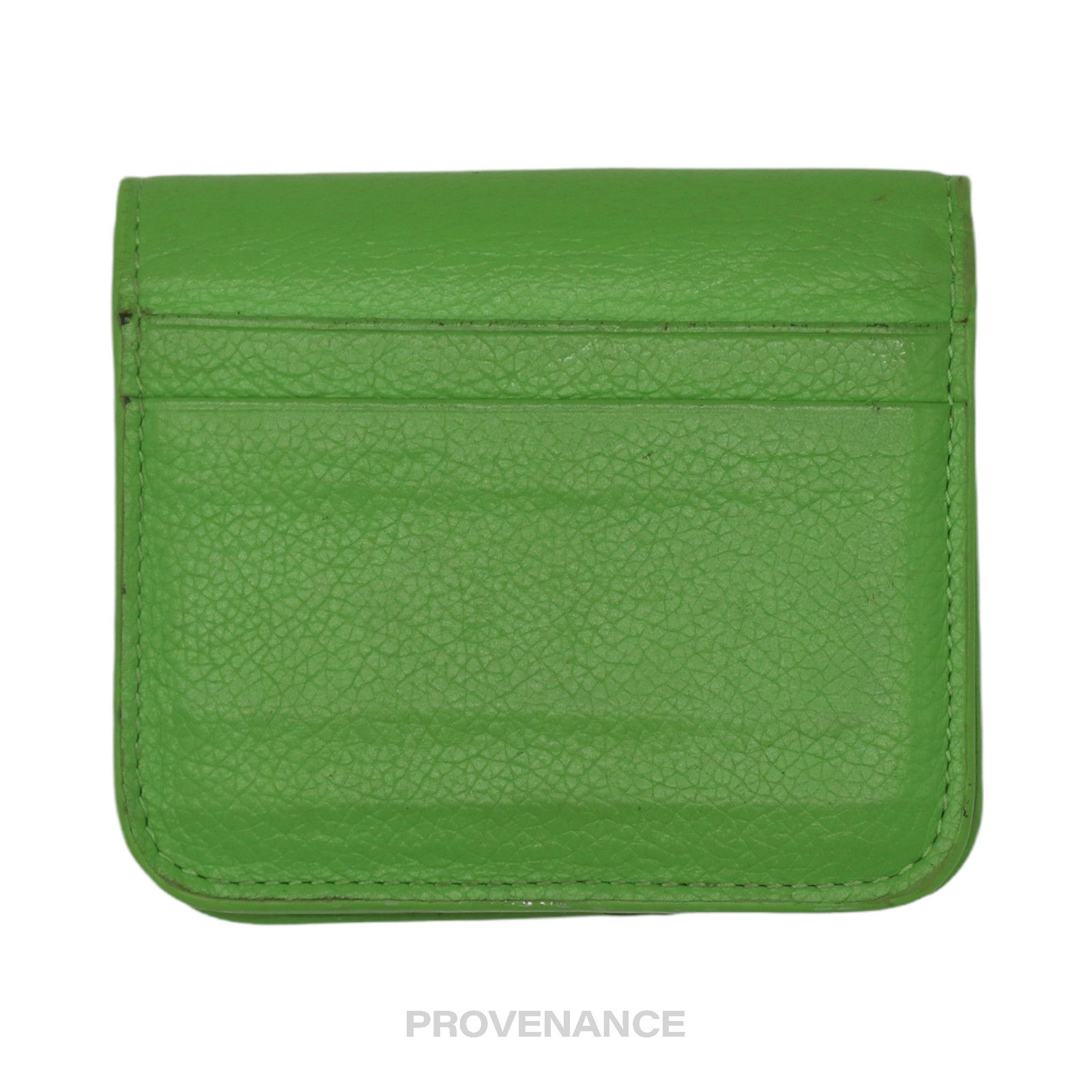 Balenciaga 🔴 Balenciaga Logo Print Bifold Wallet - Green Leather Size ONE SIZE - 3 Thumbnail