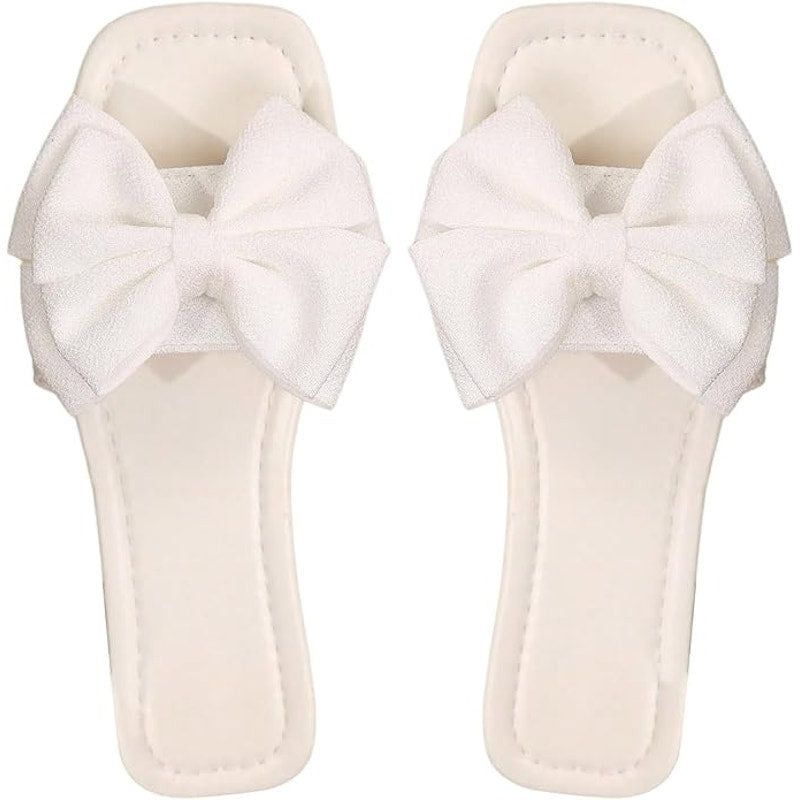 Other Verdusa Women's Size 12 White Fabric Bow Open Toe Sandals Size ONE SIZE - 4 Thumbnail
