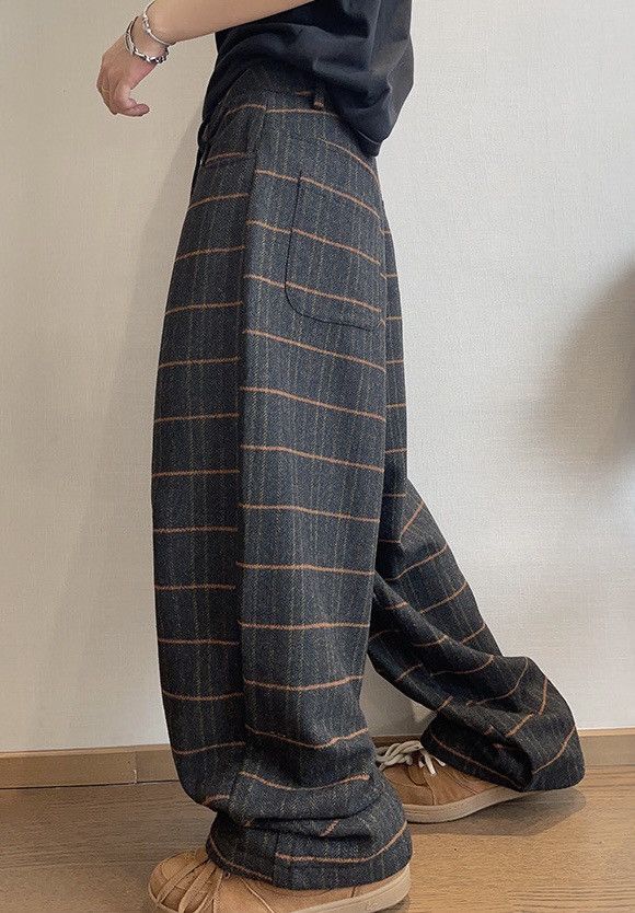 Japanese Brand × Vintage Retro y2k fashion plaid check wool baggy pants Size US 32 / EU 48 - 3 Thumbnail