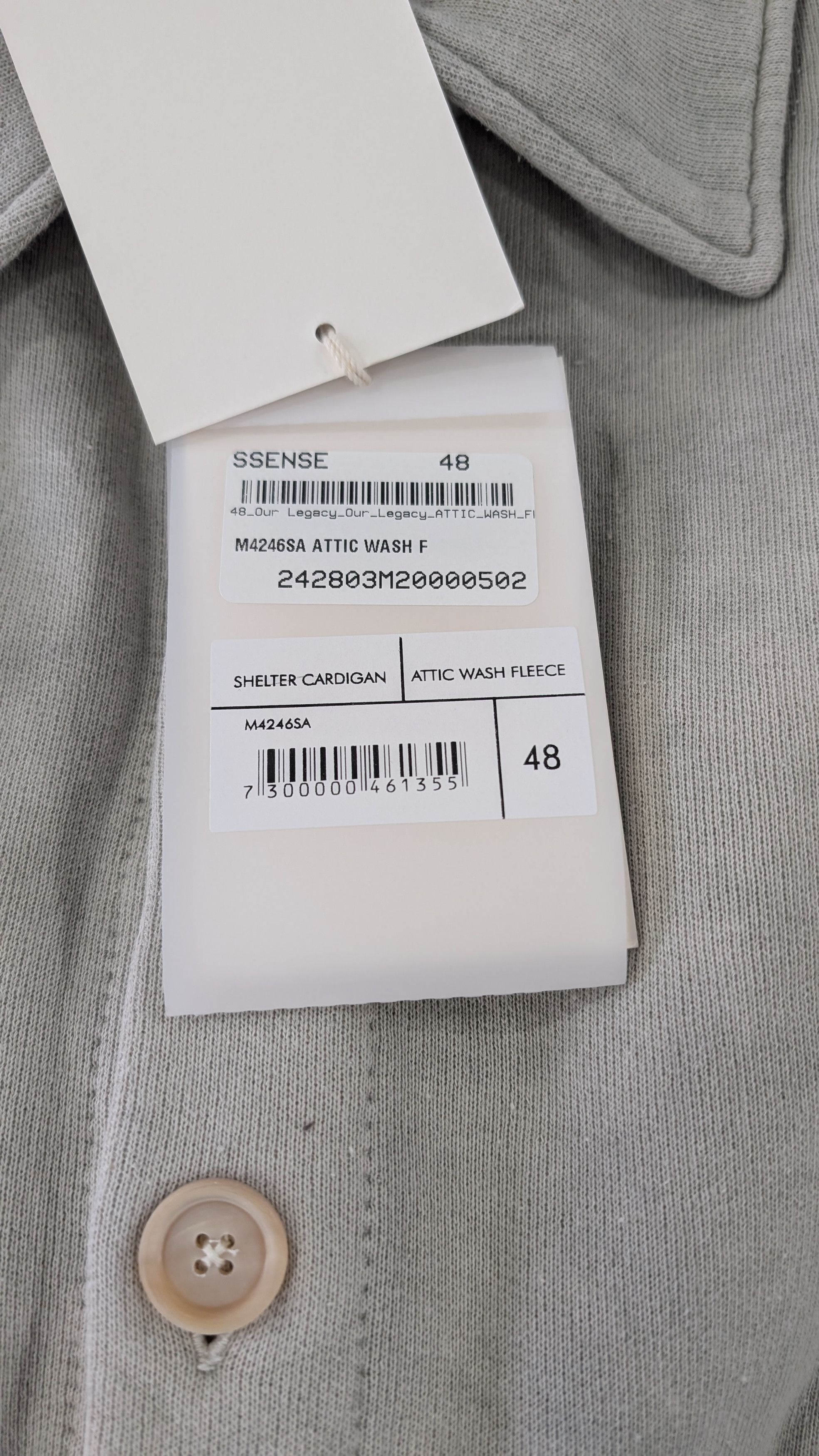 Our Legacy Our Legacy Shelter Cardigan 'Attic Wash Fleece' Size 48 Size US M / EU 48-50 / 2 - 7 Thumbnail