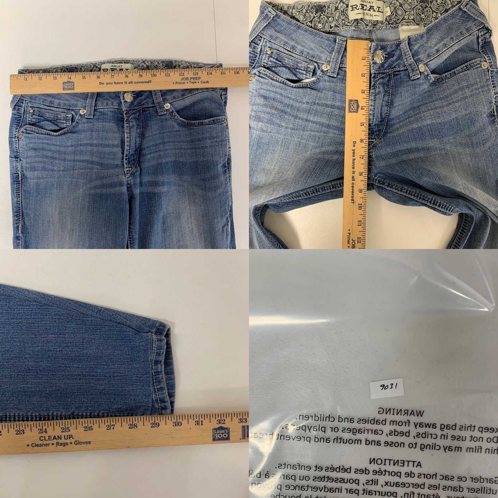 Ariat Ariat REAL Denim Skinny Jeans Womens 30R Medium Wash Blue Embroidered Pockets 5-Pocket Design Stretch Slim Rise Mid Denim Jeans Womens Size 24" / US 00 / IT 34 - 8 Thumbnail