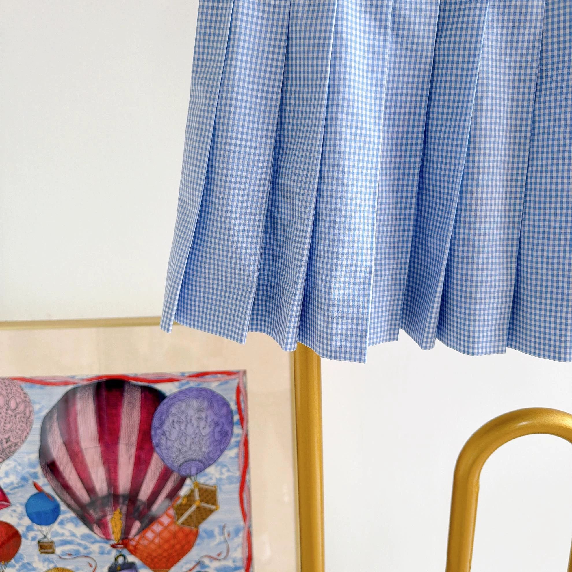 Miu Miu MIU MIU Women's Blue Checked Pleated Mini Skirt 36 Size 25" / US 0 / IT 36 - 6 Thumbnail