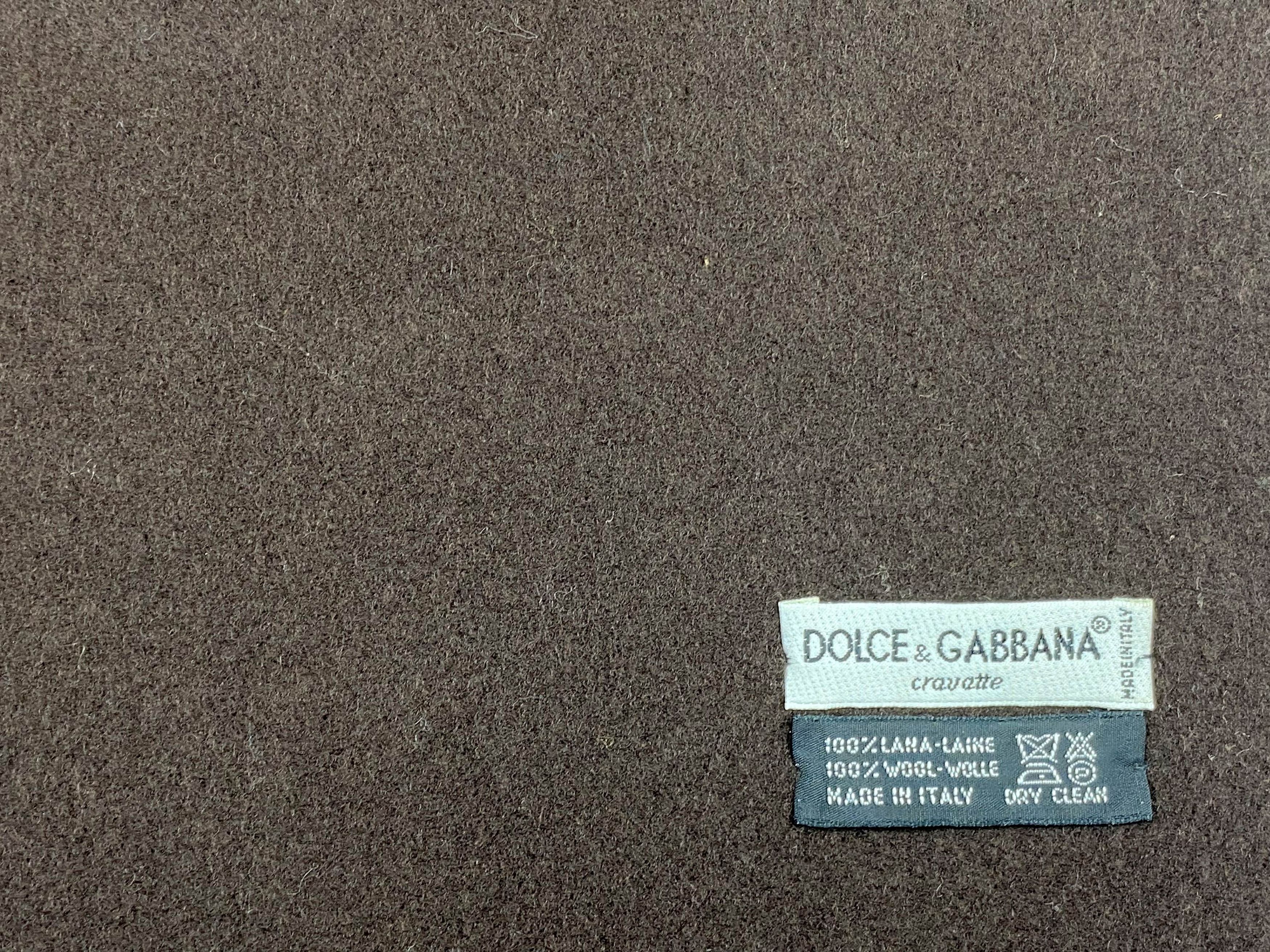 Dolce & Gabbana × Vintage Dolce&Gabbana Vintage Lambswool Scarf Dark Brown Winter Size ONE SIZE - 10 Thumbnail