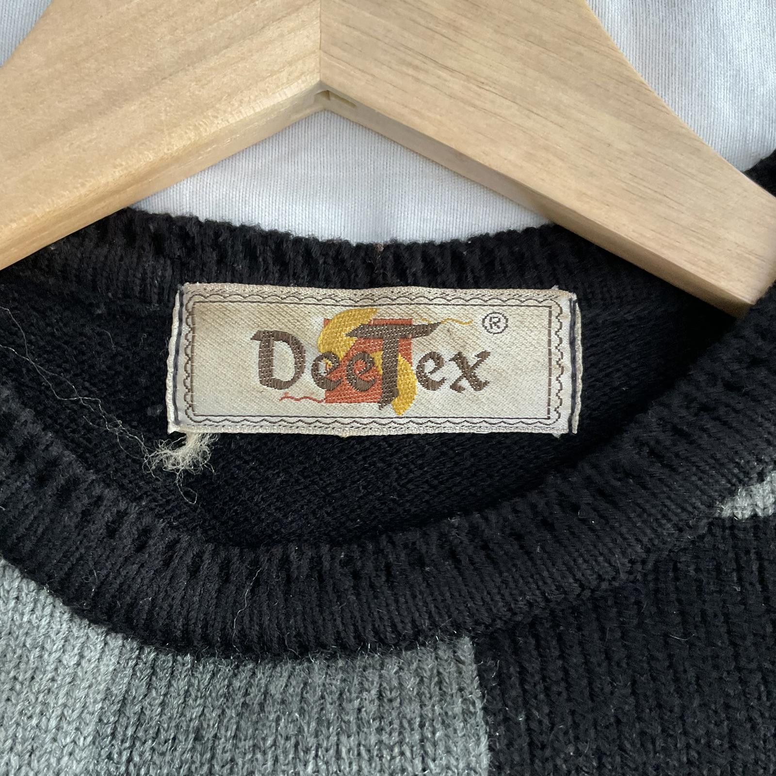 Vintage vintage 80's deetex abstract black gray sweater large Size L / US 10 / IT 46 - 2 Thumbnail