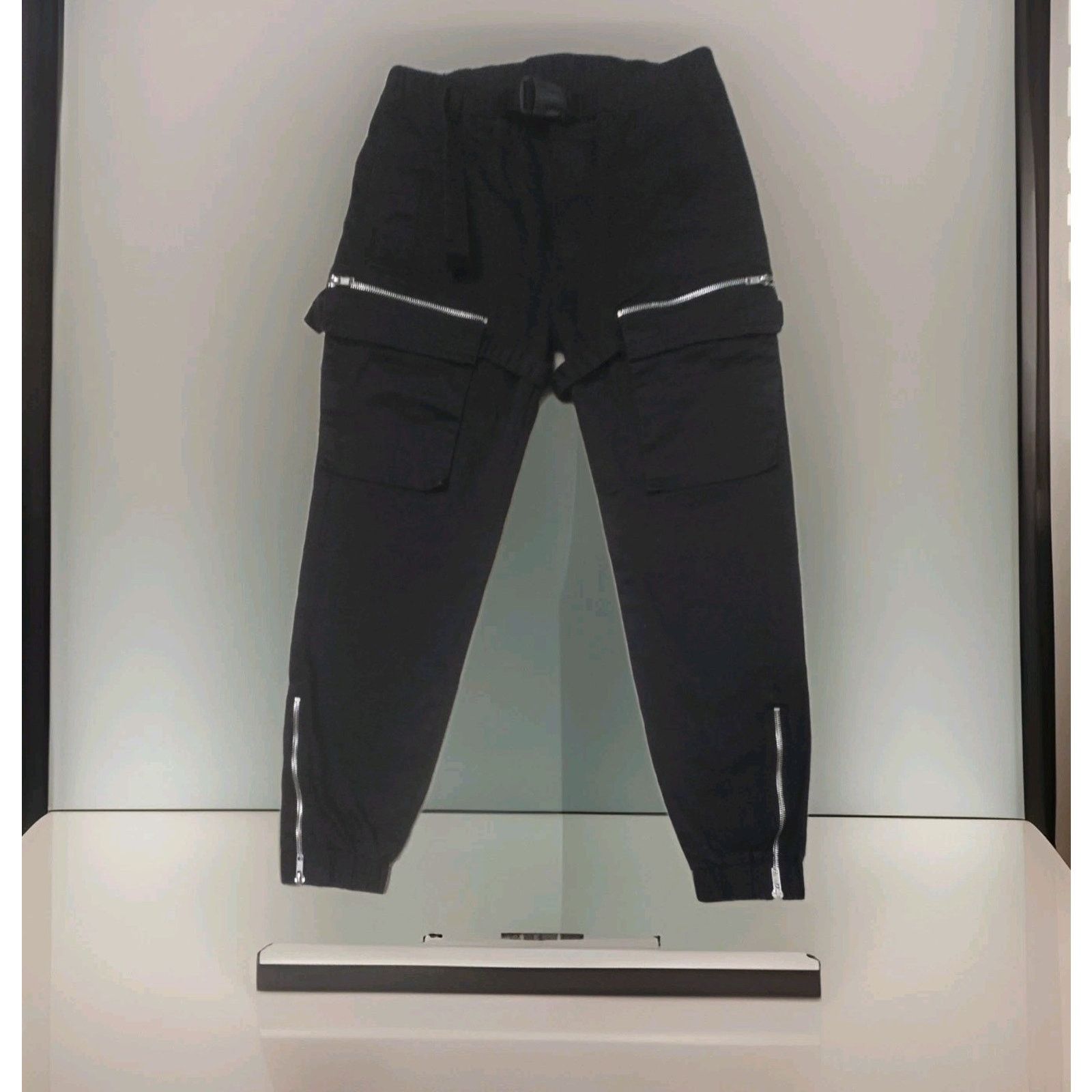 SKINGRAFT SKINGRAFT on Black Cargo Drawstring Zip Pockets Pants M Size US 29 - 1 Thumbnail