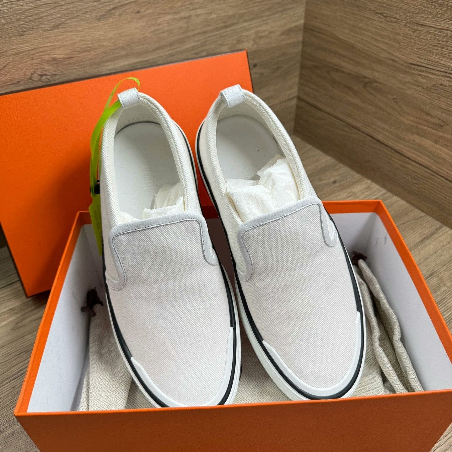 Hermes Hermes Gliss White Orange Canvas Shoes Size US 8.5 / EU 41-42 - 4 Thumbnail