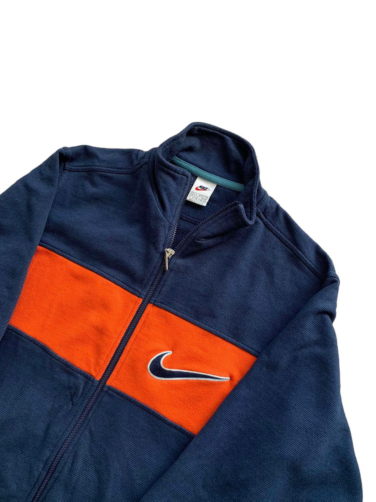 Nike × Vintage Vintage Nike Full zip Sweatshirt Navy Blue Back Spellout Size US M / EU 48-50 / 2 - 2 Thumbnail