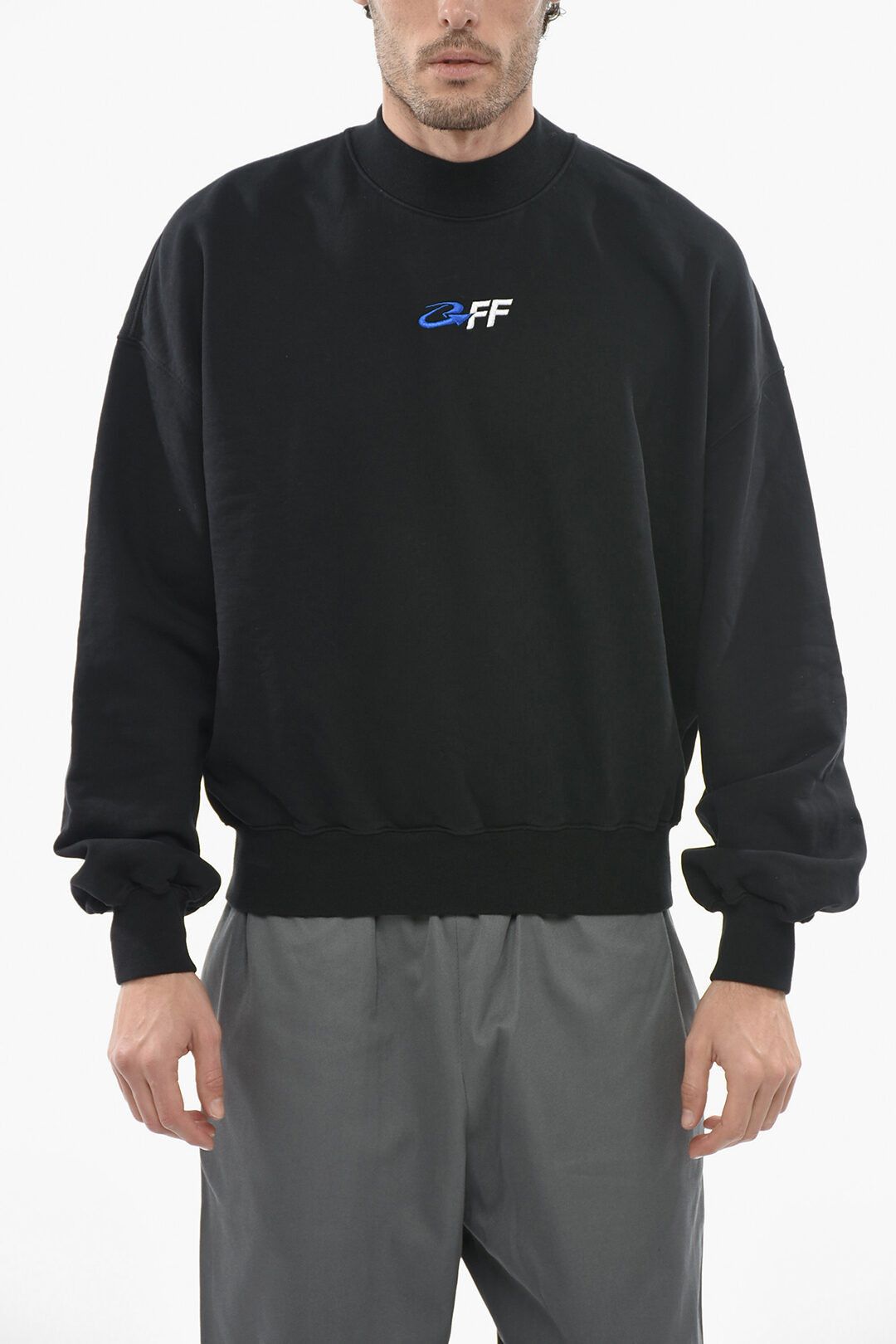 image of Off White Og1Mm0424 Seasonal Crewneck Sweatshirt In Black, Men's (Size Small)