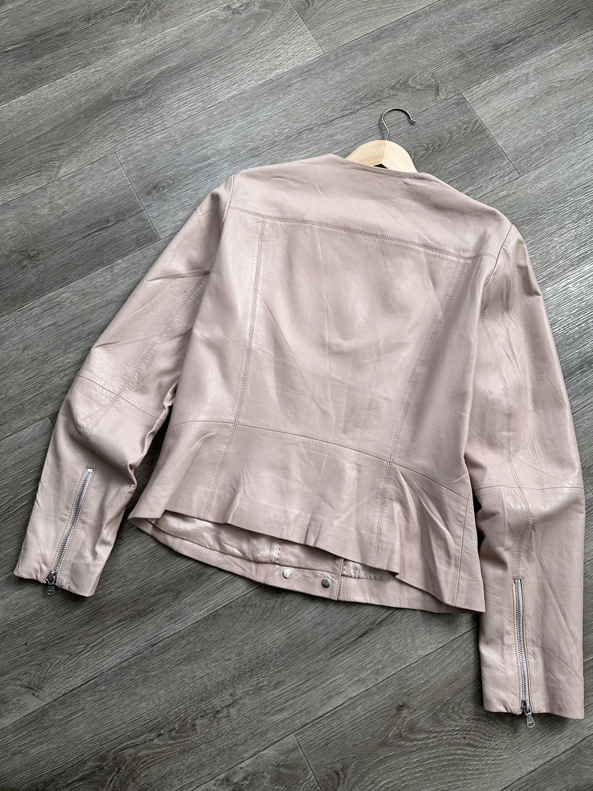 Hugo × Hugo Boss 🫧HUGO LEATHER JACKET Ladies Biker Size L / US 10 / IT 46 - 8 Thumbnail