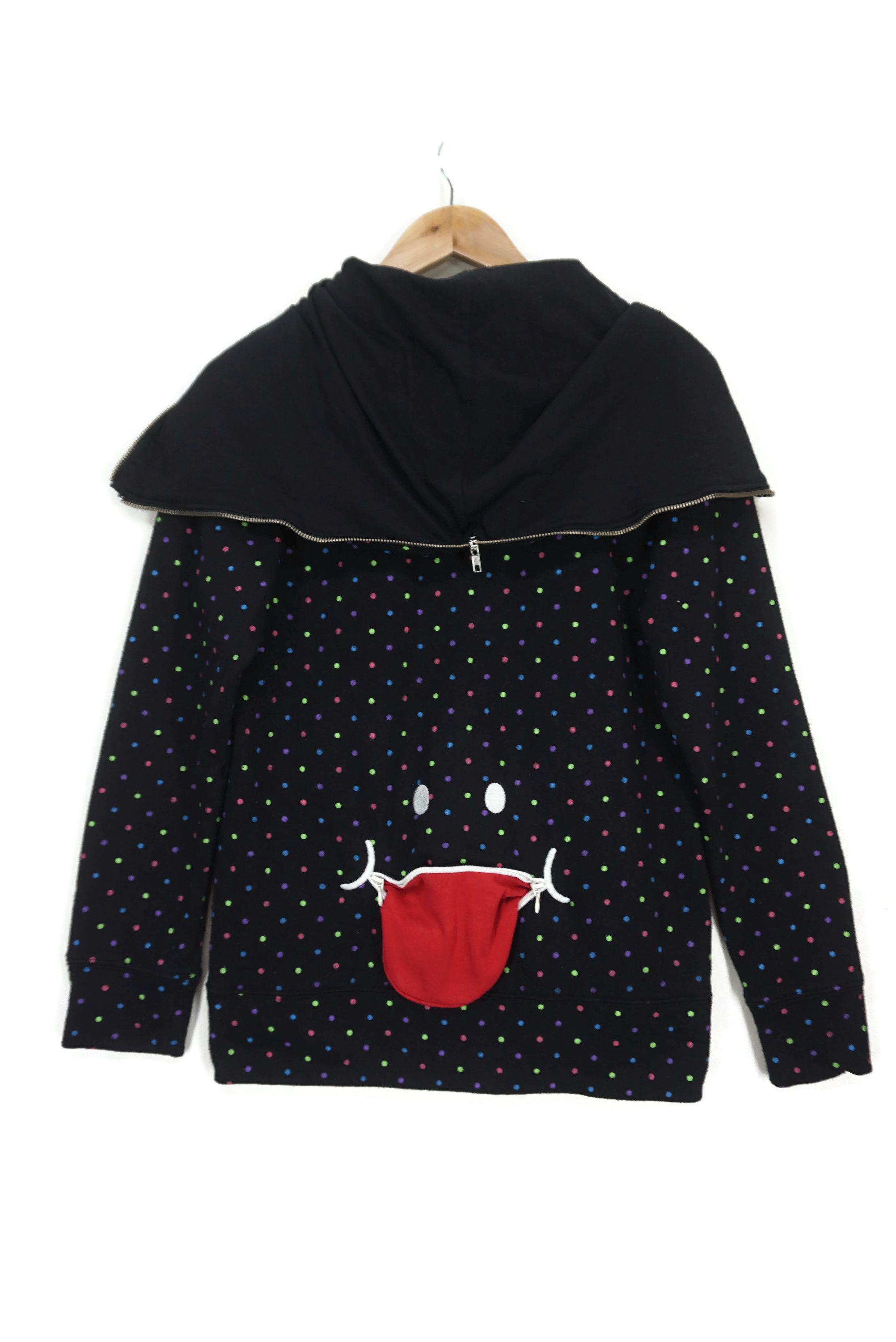 Japanese Brand Up Smile Japan Full Zip Polka Dot Hoodie Fun Sweatshirt Size S / US 4 / IT 40 - 2 Thumbnail