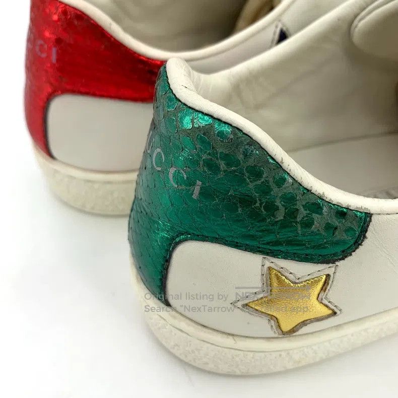 Gucci Gucci White five-pointed star striped webbing casual lace- Size US 5.5 / IT 35.5 - 8 Thumbnail