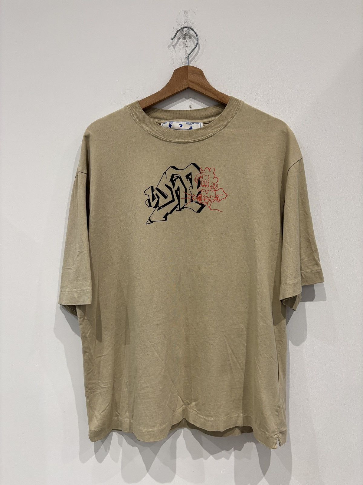 Off-White Off-White Graffiti Logo Shirt Tan Size: M Size US M / EU 48-50 / 2 - 1 Thumbnail