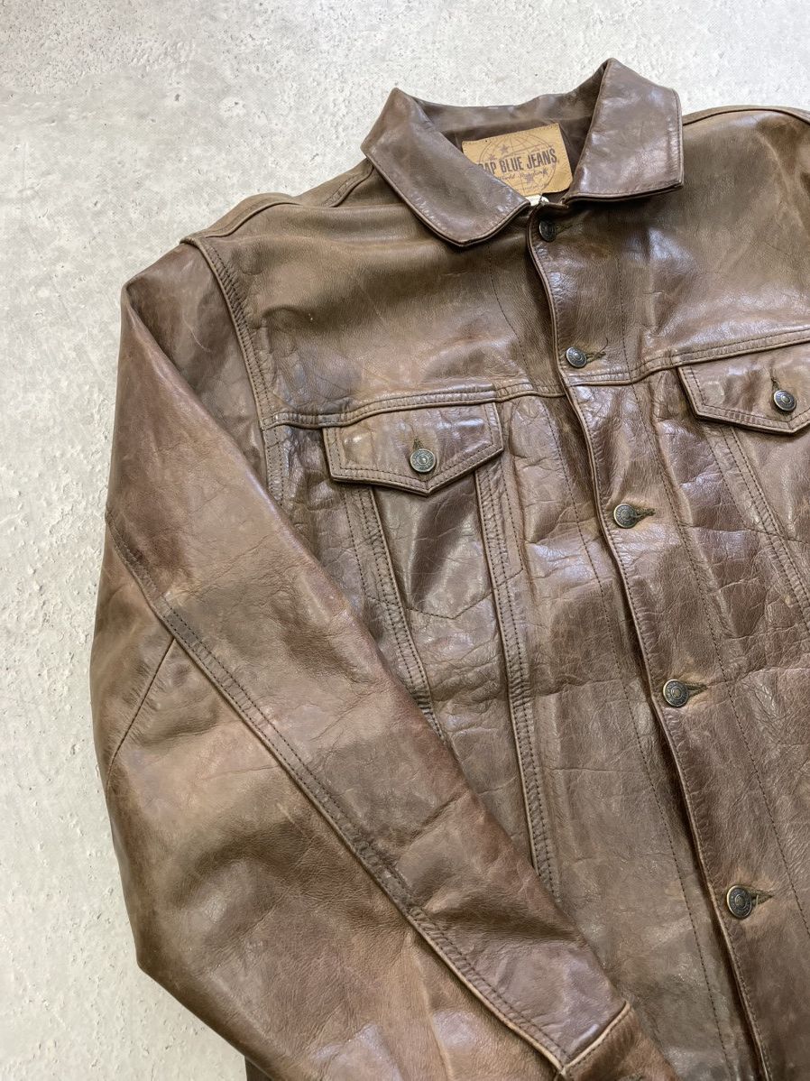 Gap GAP distressed leather trucker jacket y2k balenciaga style Size US L / EU 52-54 / 3 - 5 Thumbnail