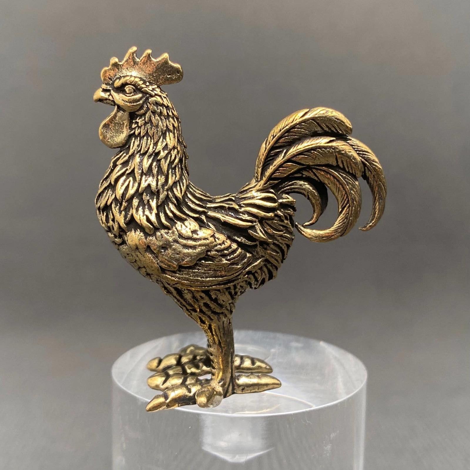 The Unbranded Brand Brass Rooster Figurine Decorative Statue Size ONE SIZE - 1 Thumbnail