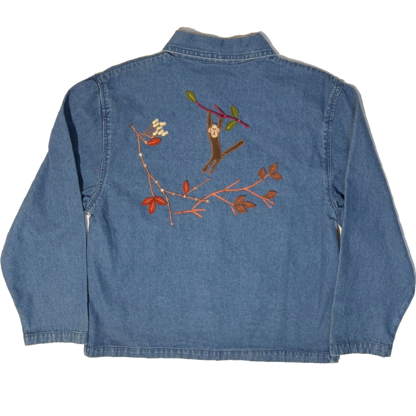 Denime VINTAGE Ronnie Salloway Embroidered Monkey Denim Shirt M NWT Button Up Size M / US 6-8 / IT 42-44 - 6 Thumbnail