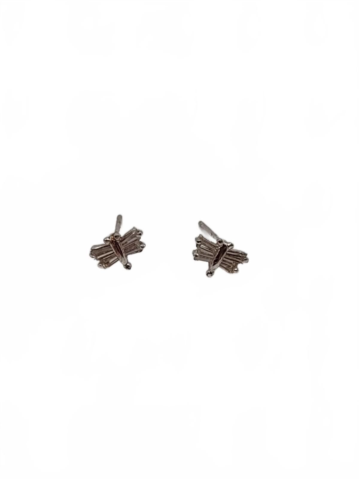 The Unbranded Brand Vintage 925 Sterling Silver CZ Butterfly Stud Earrings 1.1g Size ONE SIZE - 2 Thumbnail