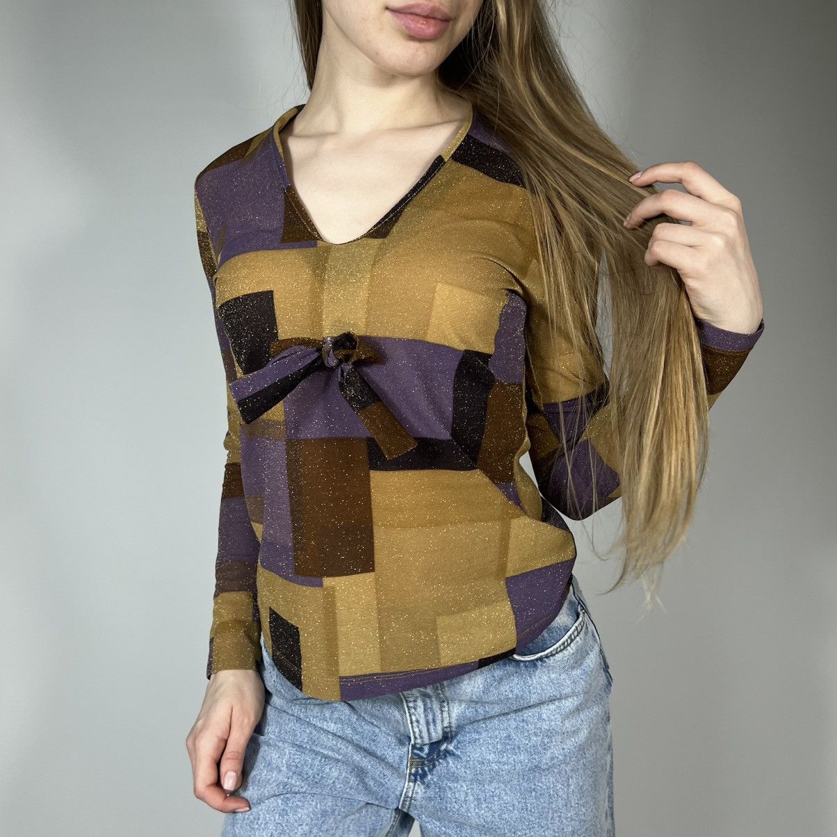 Japanese Brand Vintage Y2K Marc Aurel Checked Mesh Japanese Longsleeve Size S / US 4 / IT 40 - 3 Thumbnail